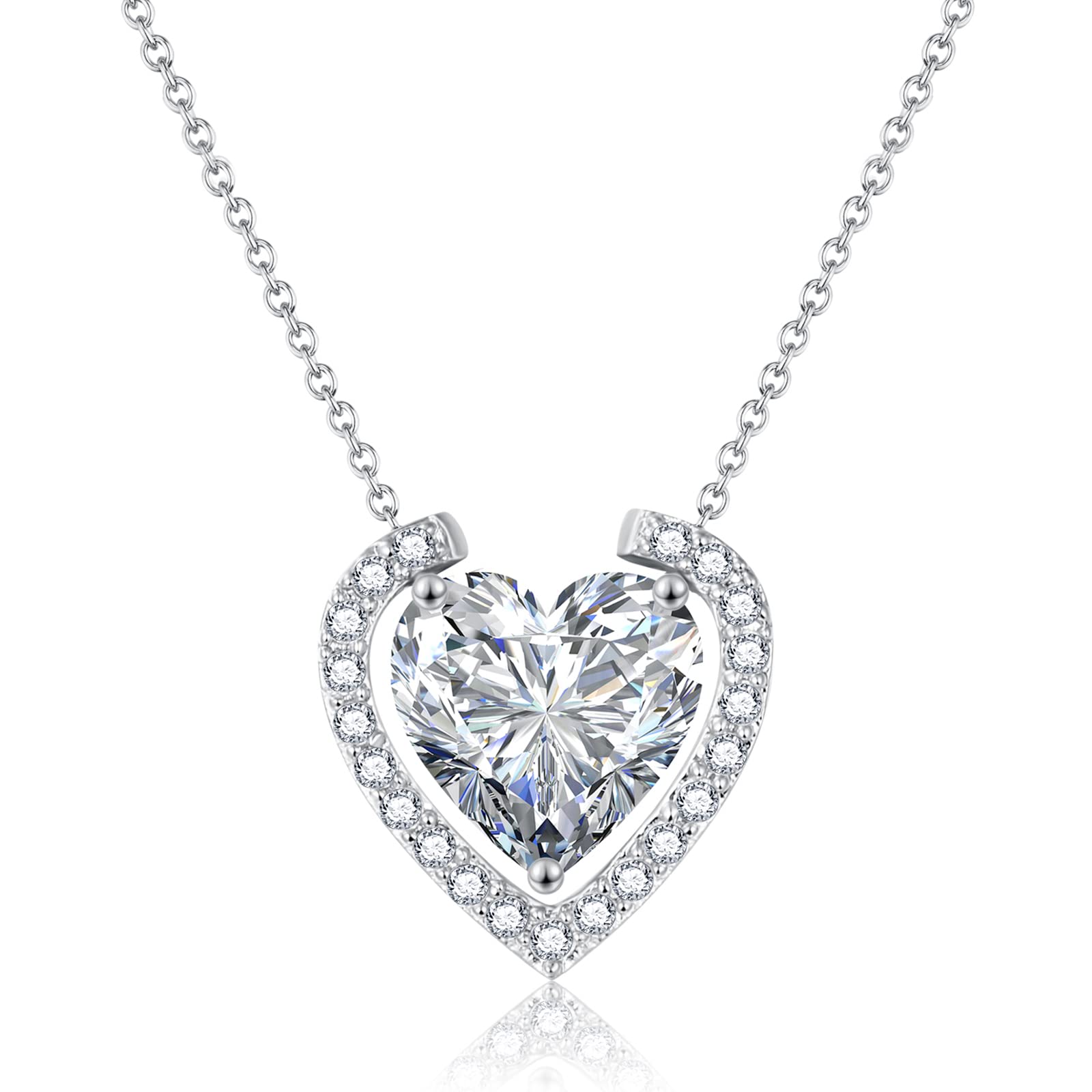 925 Sterling Silver Zirconia Heart Pendant Necklace for Women - Elegant Love Jewelry Gift for Valentine's Day, Mother's Day, Christmas | Perfect for Girlfriend, Wife, Mother & Special Occasions