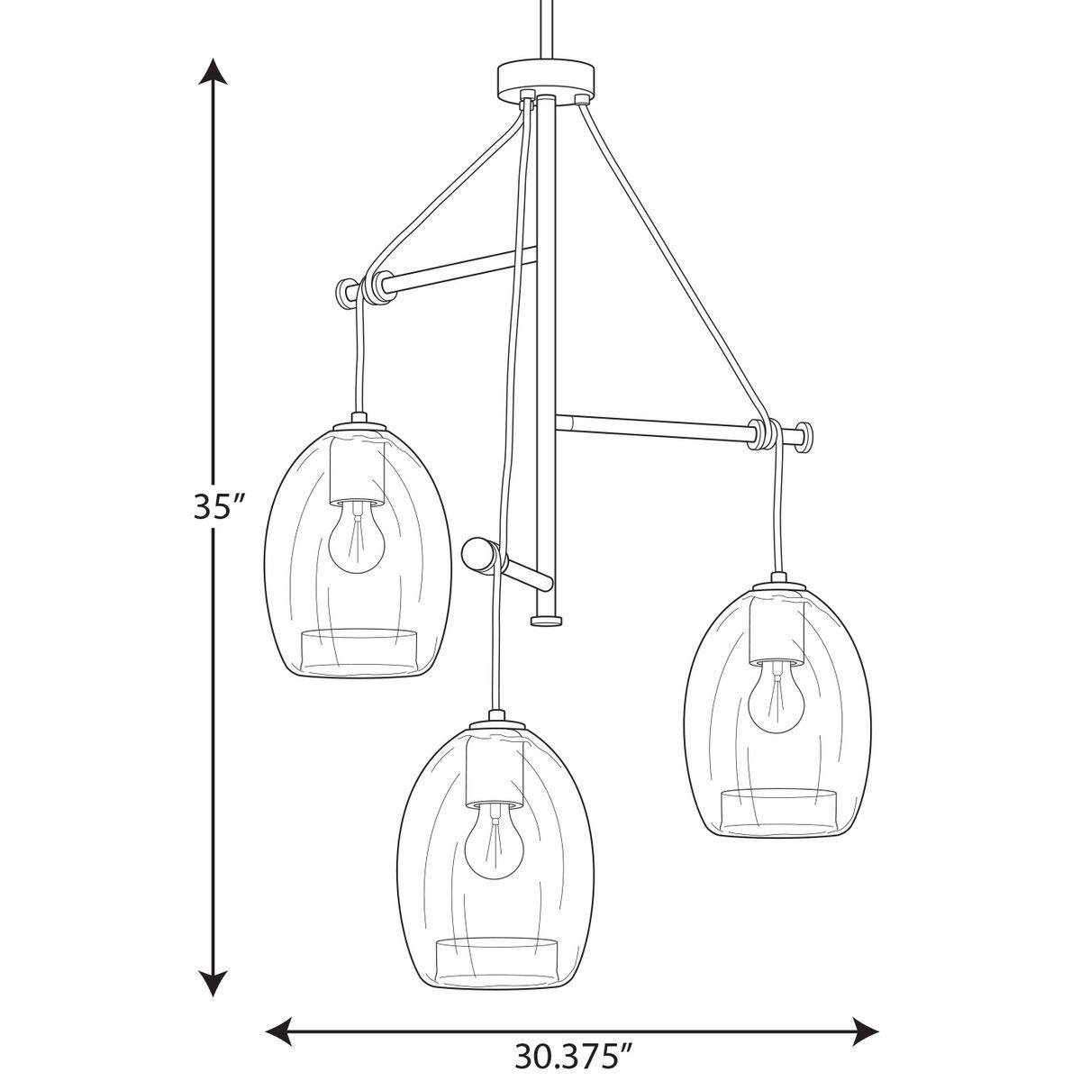 Caisson Collection 3-Light Clear Glass Global Pendant Light Fixture in Graphite - Modern Dining Room Lighting for Kitchen Island, Entryway, and Living Room Decor