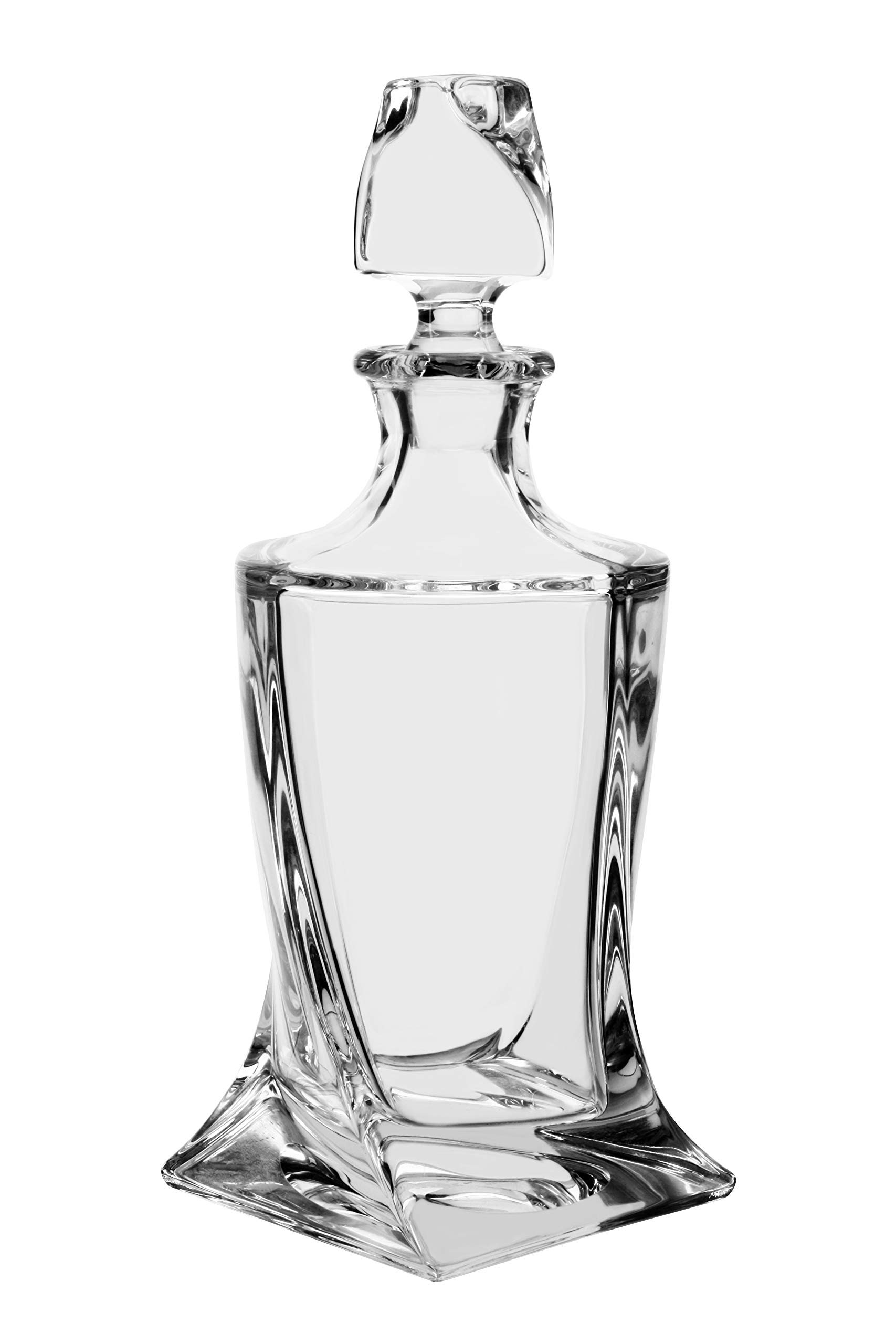 Premium Red Vanilla Quadro Crystal Decanter - 770ml Large Capacity, Clear Glass for Wine & Liquor - Perfect for Gifts, Home Bar, Dinner Parties & Special Occasions