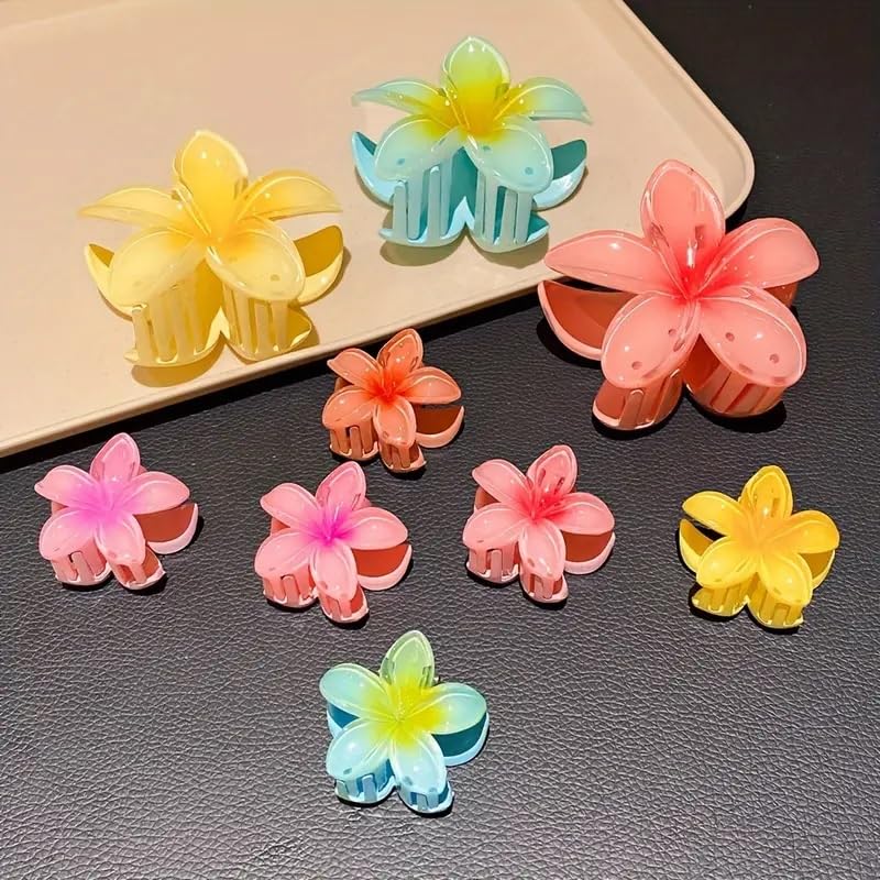 9 Pcs Large Flower Hair Claw Clips for Women - Boho Egg Flower Hairpins, Bun Clutchers, Beach Vacation Hair Accessories for Girls (Perfect for Summer, Weddings, Parties & Everyday Styling)
