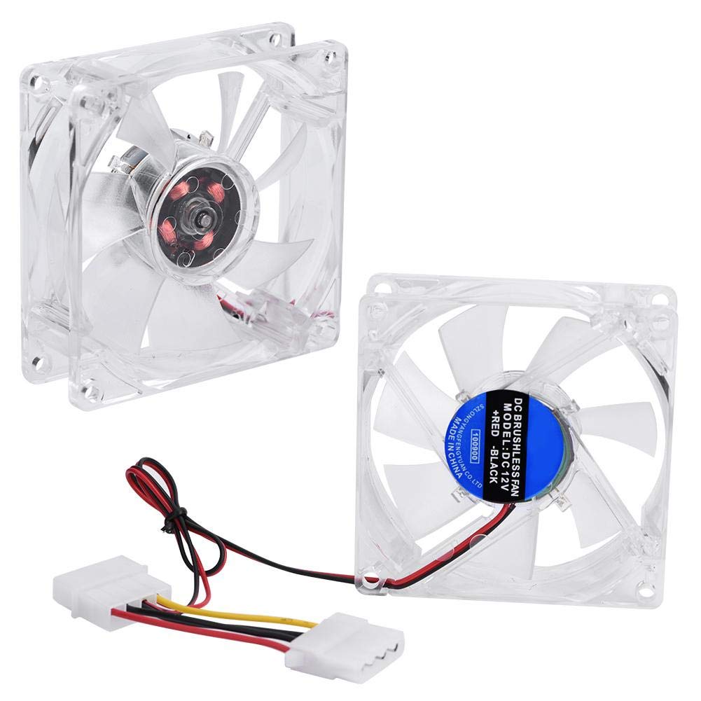 4Pin Mute PC Case Cooling Fan 80mm - Blue LED Light 12V Computer Cooler for Desktop Case Cooling | Quiet Cooling Solution for Gaming PC, Office Computer & Home Theater Setup