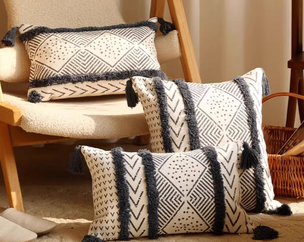 Bohemian Geometric Modern Decorative Sofa Pillow Covers - Oriental Square Throw Pillows for Couch, Living Room & Dining Room Decor - Perfect for Home, Office, and Wedding Decorations