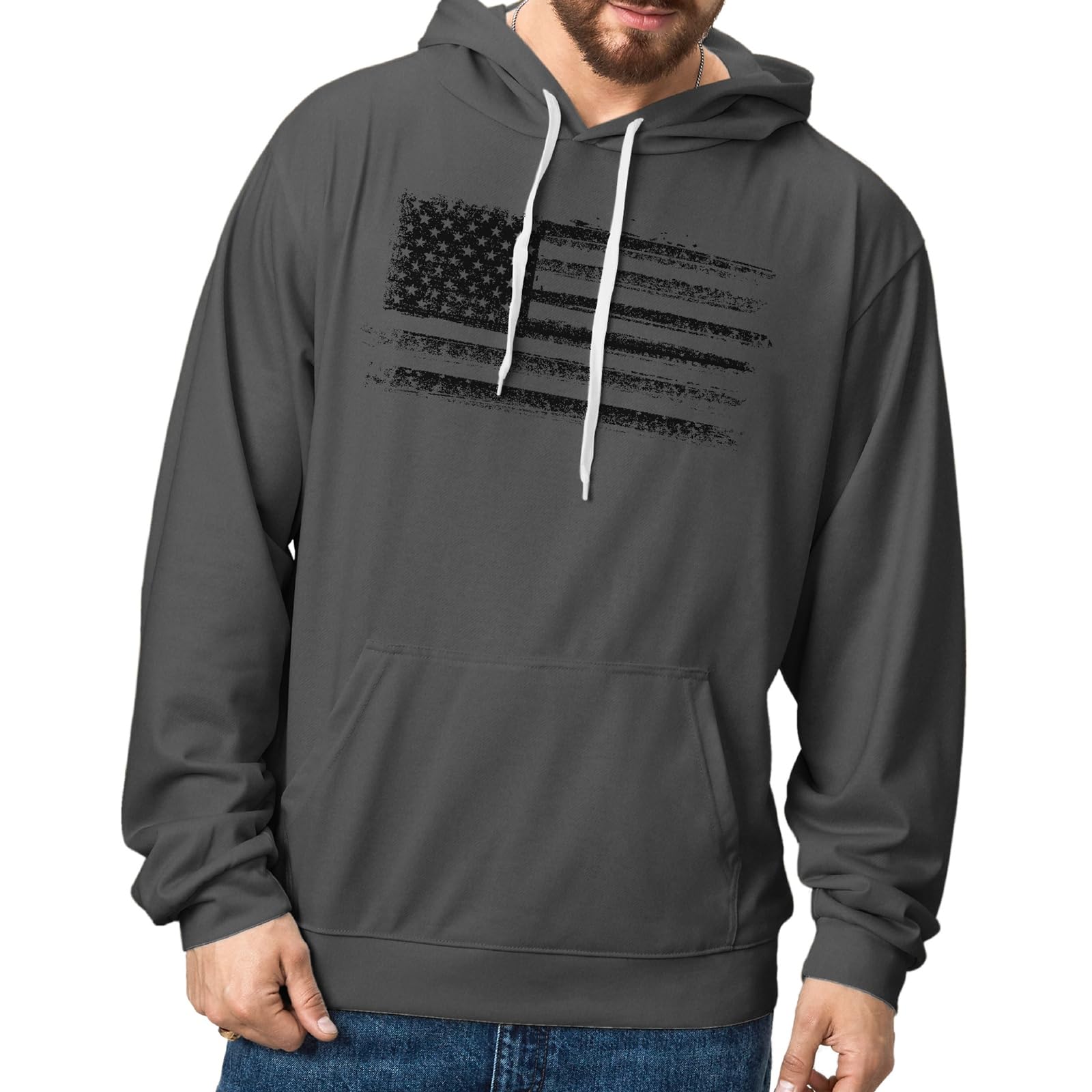 HYFOL Men's Graphic Hoodies - USA Flag Patriotic Long Sleeve Pullover Sweatshirt with Pocket | Casual Wear, Street Style & Outdoor Activities