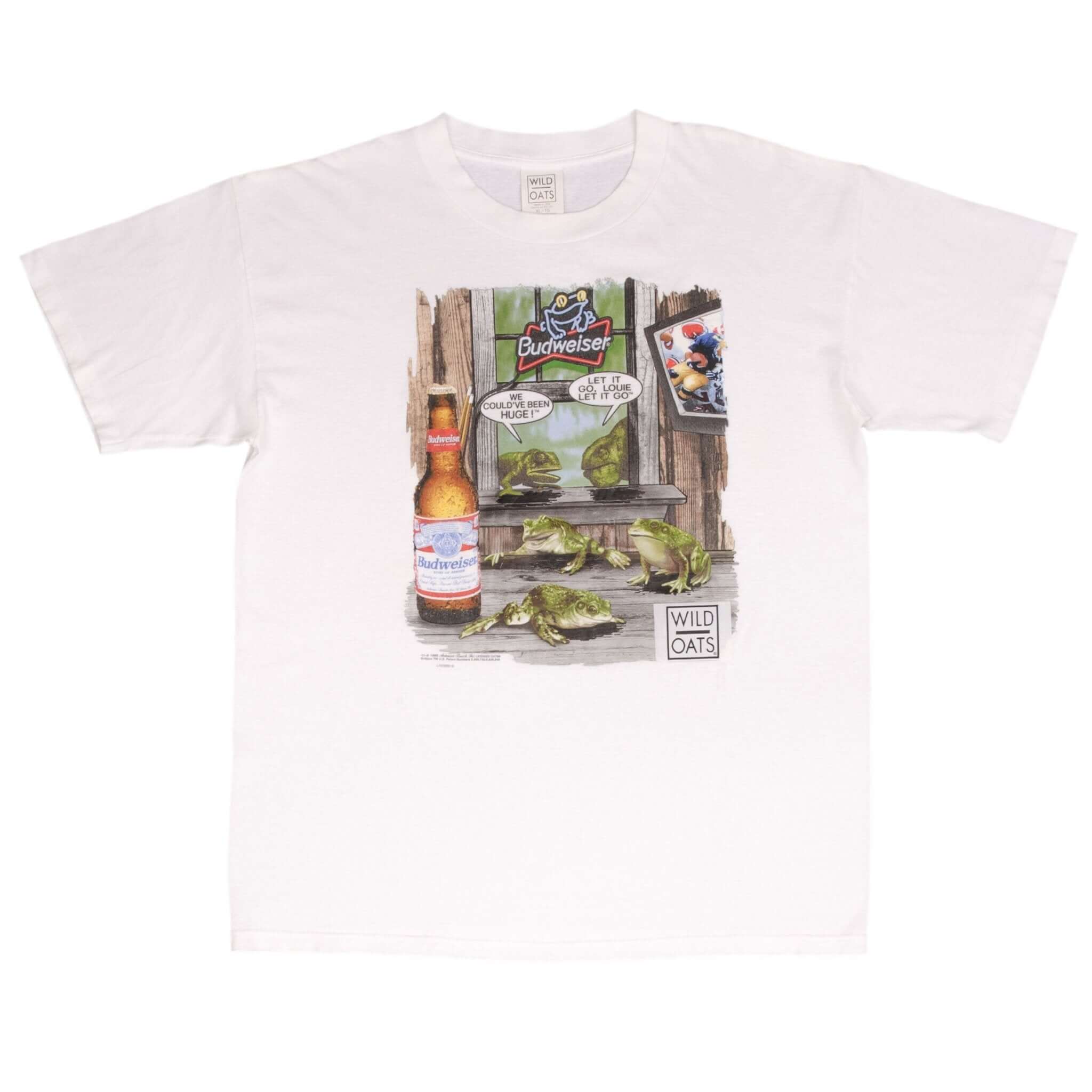Vintage 1998 Budweiser Frog Graphic T-Shirt XL - Made in USA - Retro Beer Lover Tee for Casual Wear & Collectors