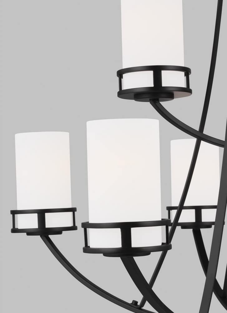 Generation Lighting 9-Light Robie Chandelier in Midnight Black (3121609-112) - Modern Ceiling Light Fixture for Dining Room, Living Room & Bedroom Decor | Uses A19 Standard or LED Bulbs | Perfect for Contemporary Home Lighting & Interior Design