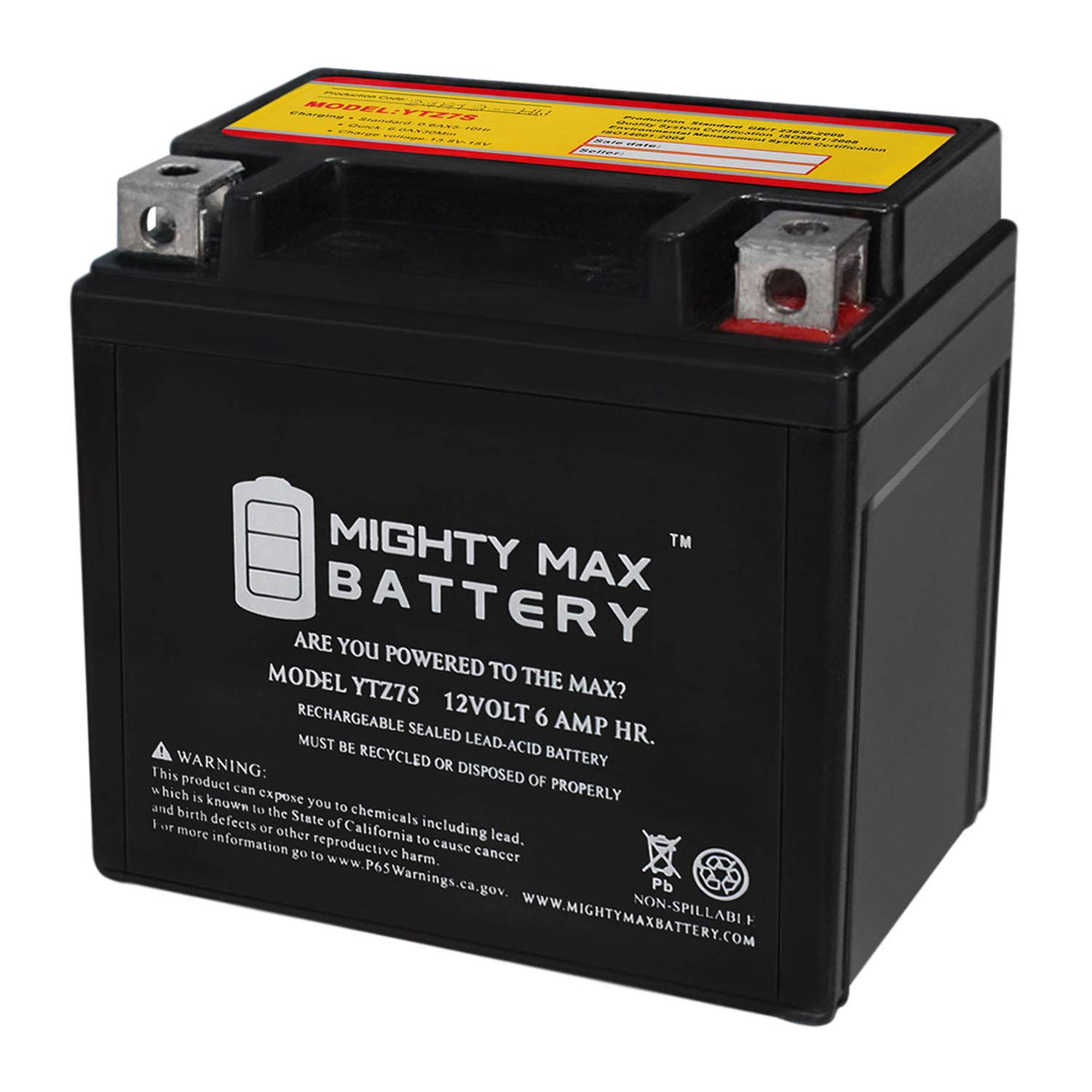 Mighty Max YTZ7S 12V 6AH Rechargeable Lithium Battery - Replacement for Chrome YTZ7S Motorcycle & Powersports - Perfect for ATVs, Scooters, and Marine Applications