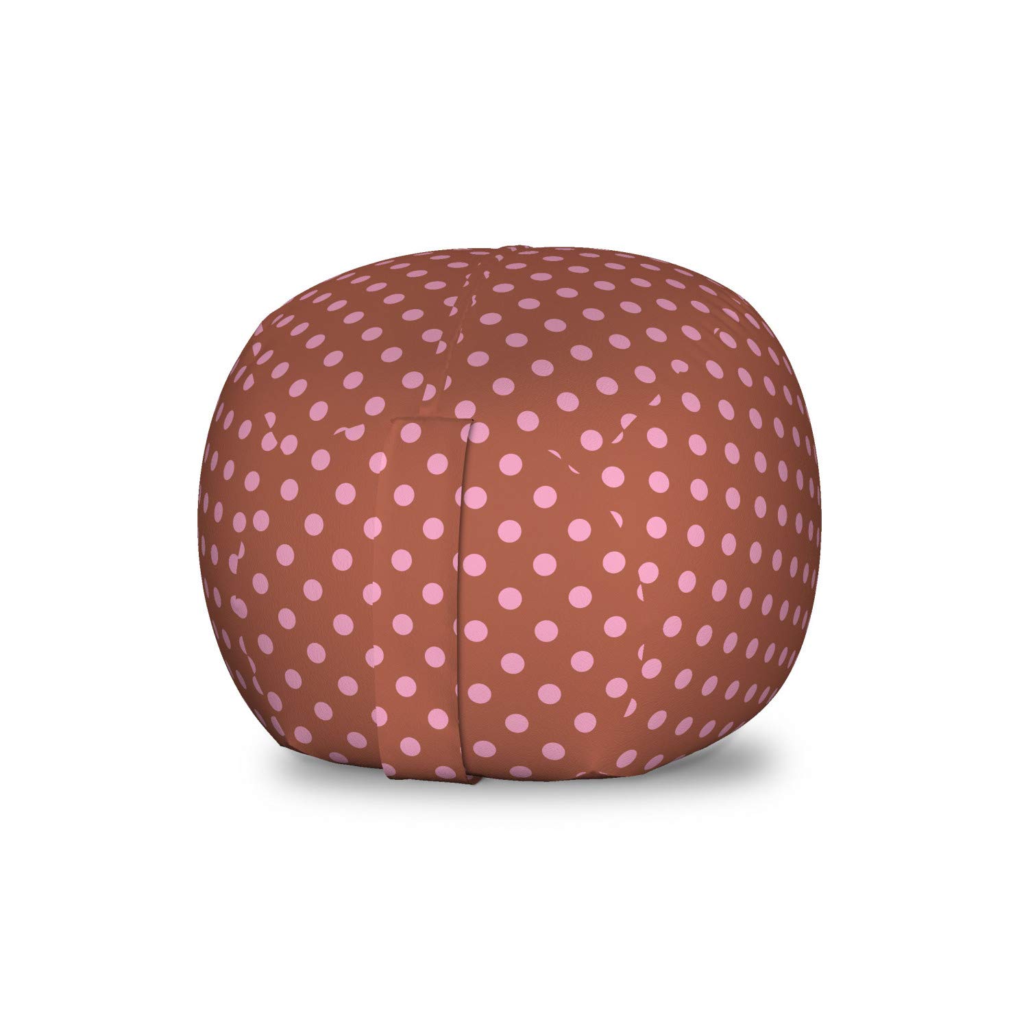 Ambesonne Pink Polka Dots Toy Storage Bag Chair - Brown Background with Blush Circles, Washable Stuffed Animal Organizer for Kids Room, Small Size (Redwood Fuchsia) | Perfect for Nursery, Playroom & Birthday Party Decorations