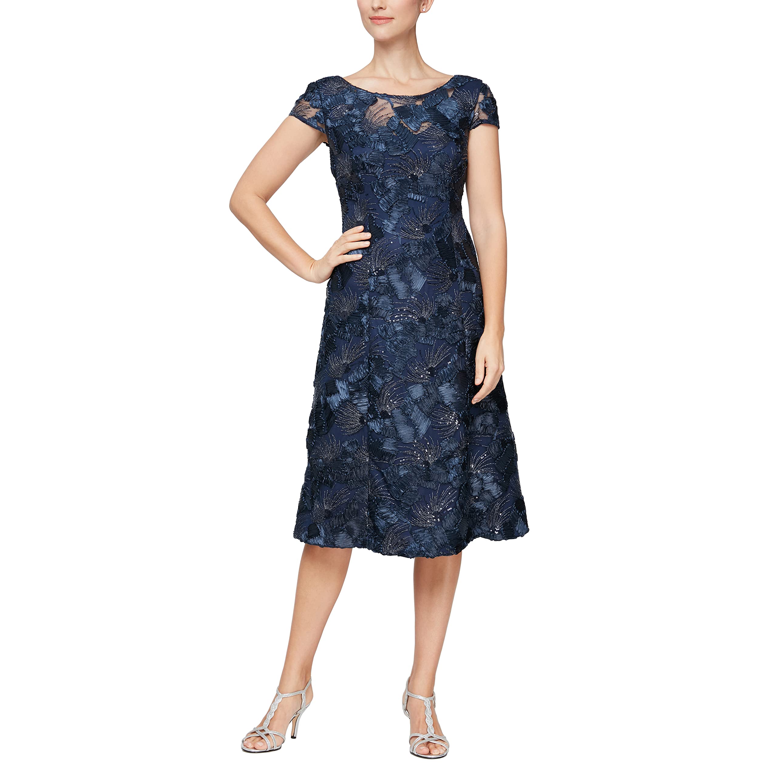 Alex Evenings Women's Short Embroidered Cocktail Dresses - Elegant Formal Party & Wedding Guest Attire for Special Occasions