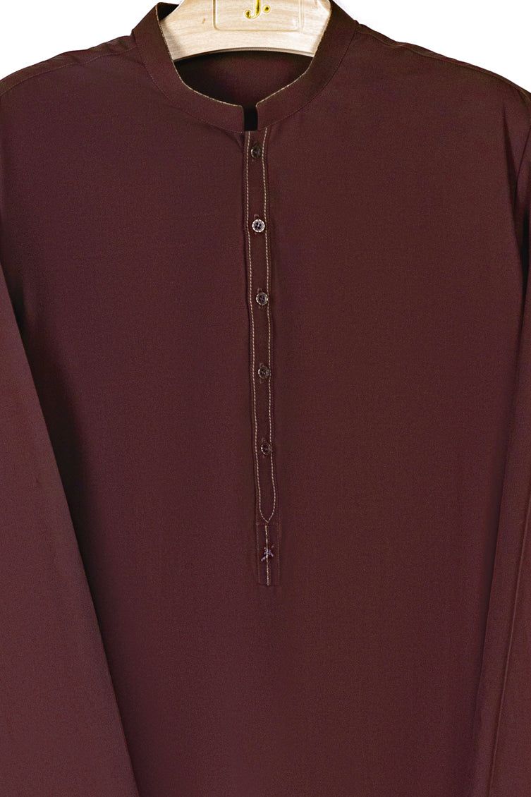 Premium Cambric Brown Jubba by J. Junaid Jamshed - Elegant Islamic Prayer Dress for Men - Perfect for Daily Salah, Jummah Prayer & Special Occasions