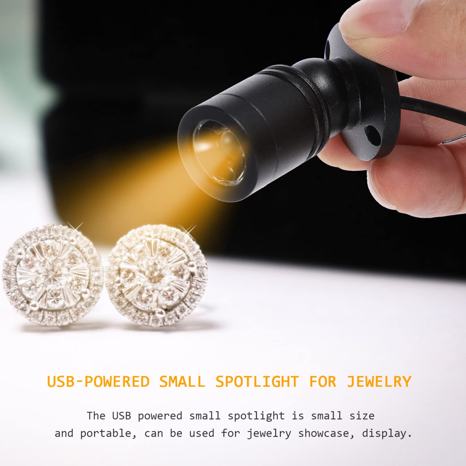 1W LED Mini Spotlight - Black Surface Mount for Art & Painting Display - Indoor Showcase & Under Cabinet Lighting