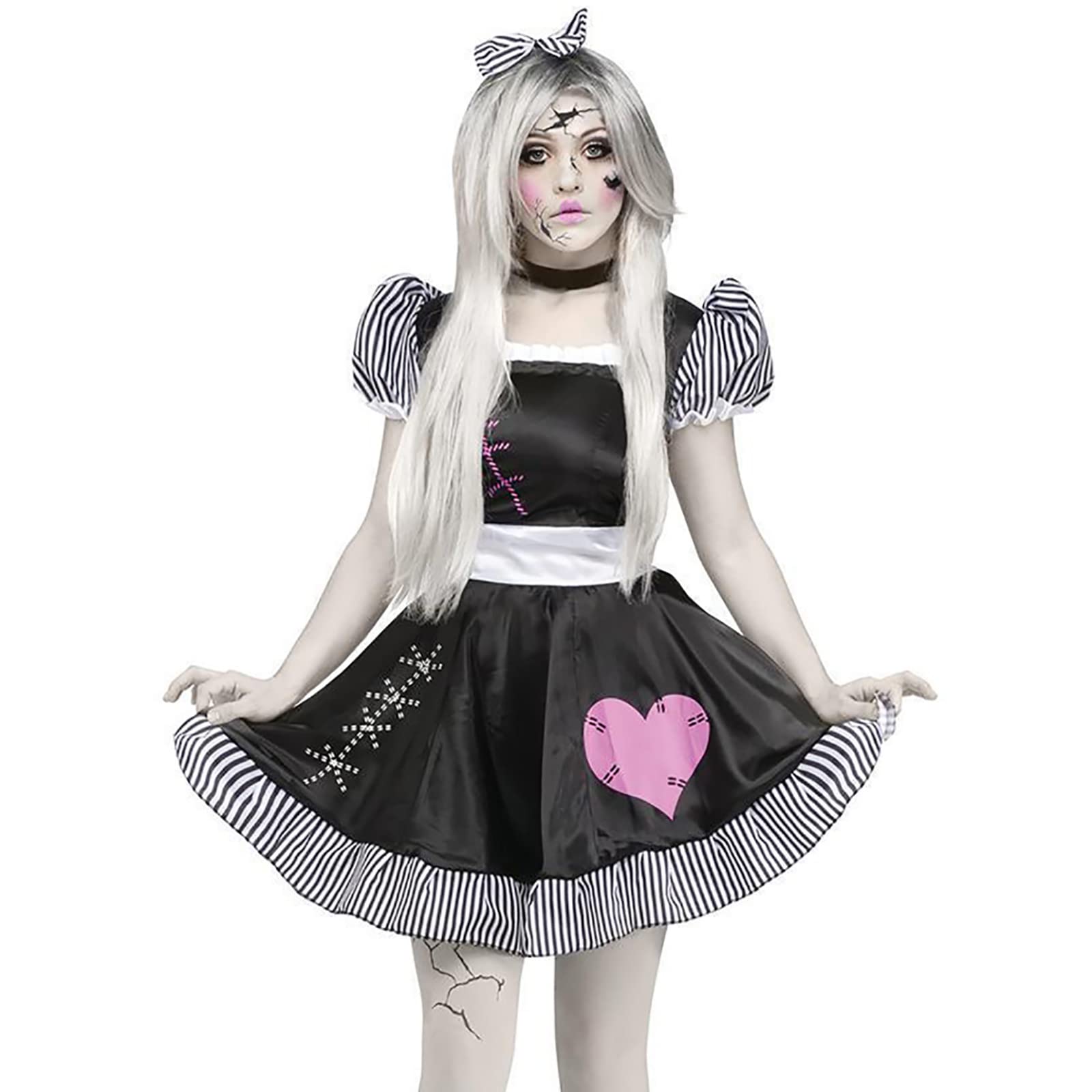 Women's Cosplay Halloween Costume - Sexy Role Play Uniform Dress for Party, Stage & Cosplay | Short Sleeve Square Neck Mini Dress #001 | Perfect for Halloween Parties, Cosplay Events & Themed Gatherings