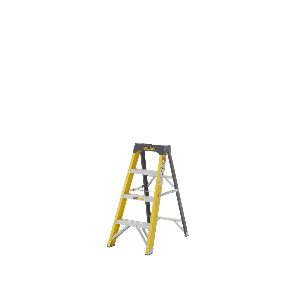 Climb It Fiberglass Swingback Stepladder - Lightweight & Durable 3-Step Ladder for Home, Garage, and Workshop Use