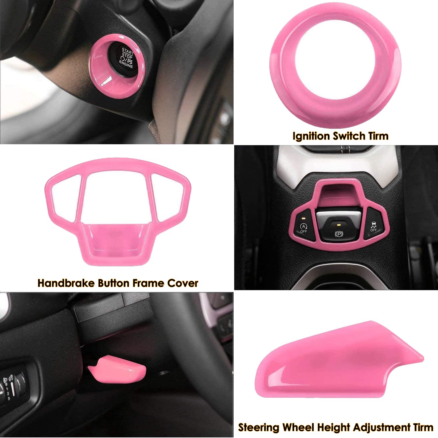 31-Piece Pink Car Interior Accessories Kit for Jeep Renegade 2015-2021 - AC Vent Covers, Door Speaker Grilles, Cup Holder Inserts, Headlight Switch & Window Button Covers | Premium Interior Upgrade for Style & Protection
