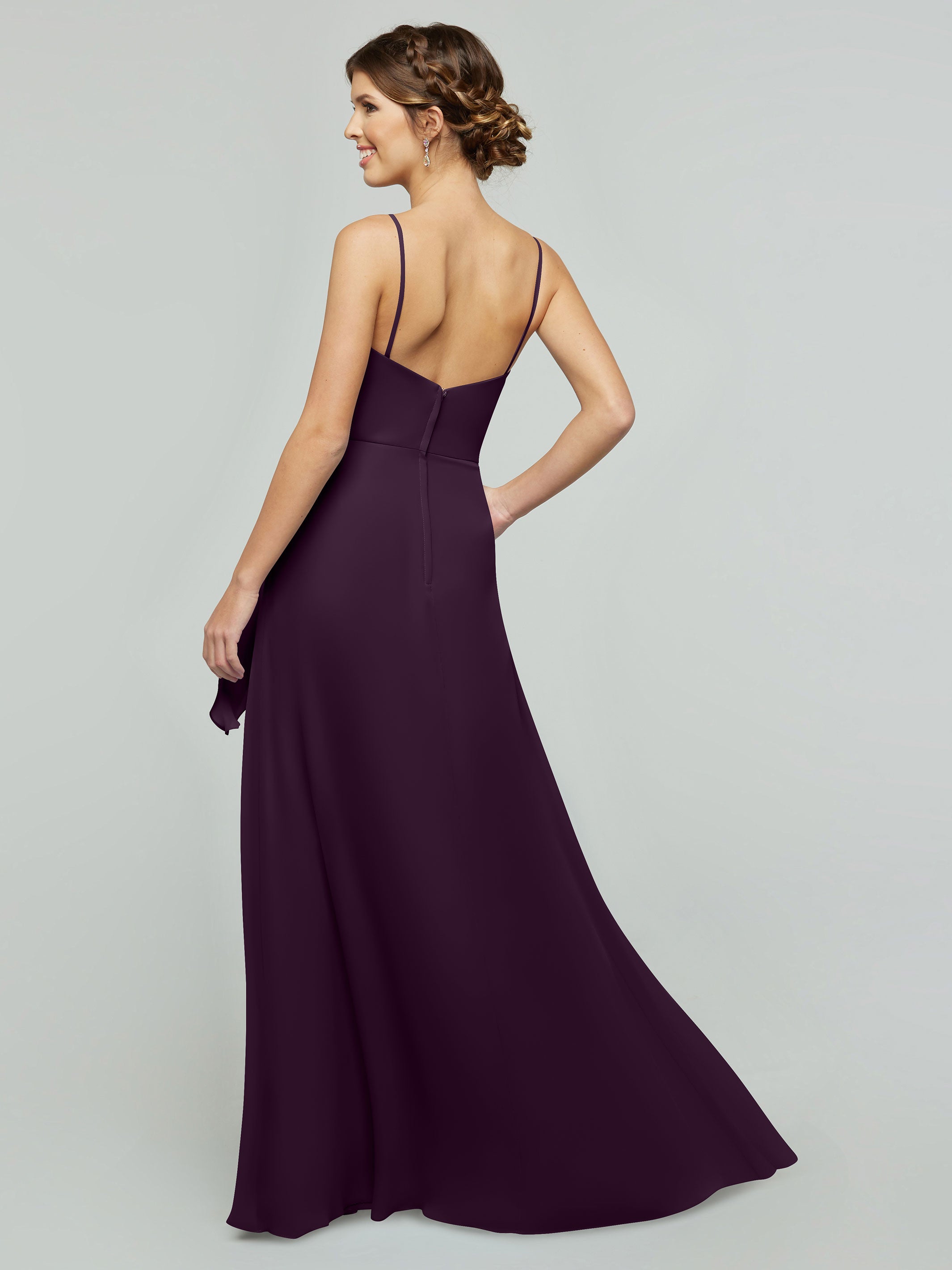 Elegant 80182 Chiffon A-Line Bridesmaid Dress with V-Neck & Spaghetti Straps - Perfect for Weddings, Prom, Formal Events & Special Occasions