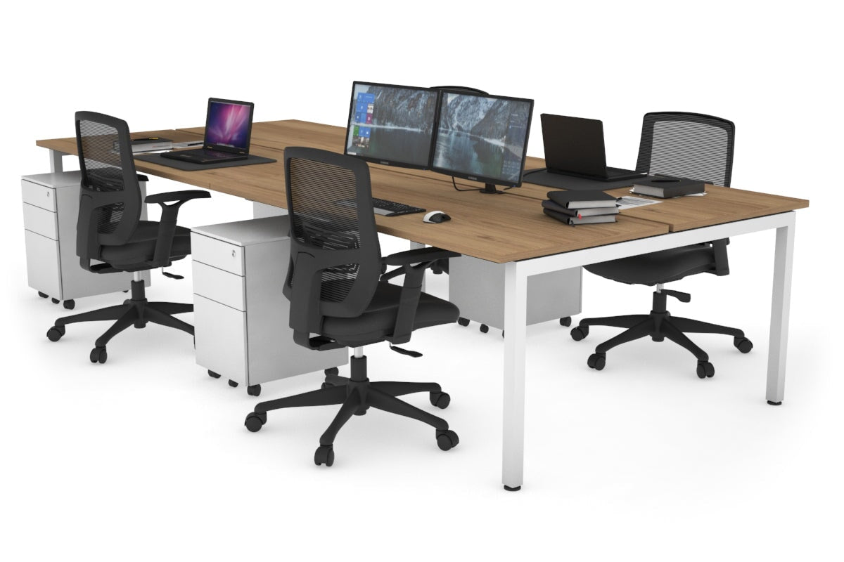 Quadro Square Legs 4-Person Office Workstation Desk - 1800mm x 700mm (71