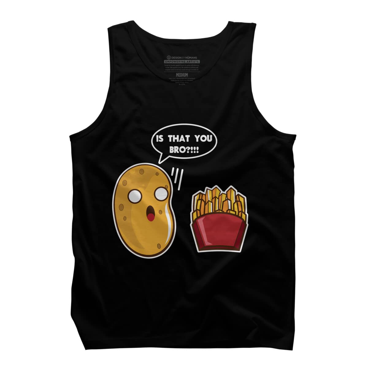 Design By Humans Men's I Am A Potato French Fry Graphic DragonTee Tank Top - Funny Novelty T-Shirt for Casual Wear, Gym, and Summer Outfits