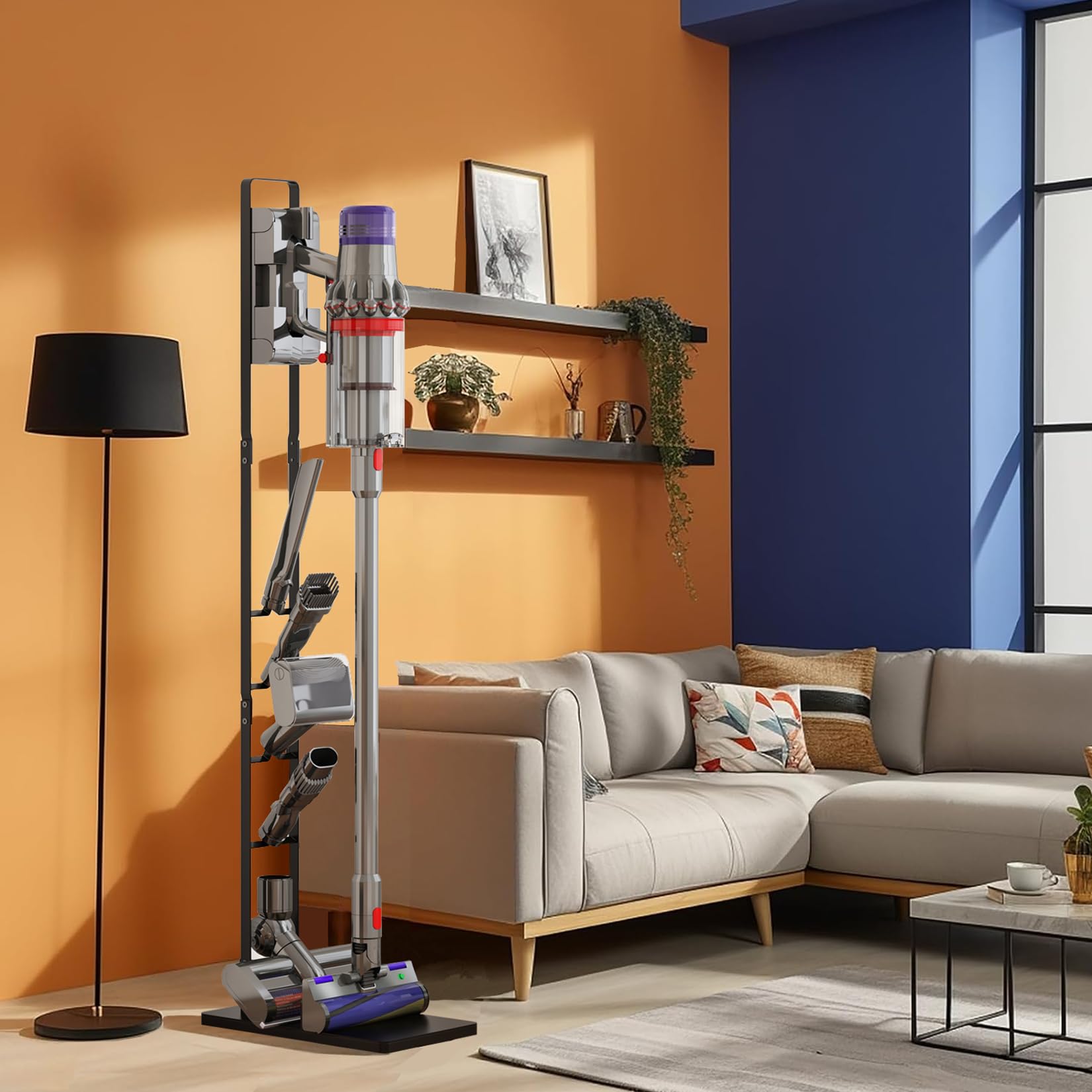 MOOPHY Vacuum Stand Holder for Dyson V15 V12 V11 V10 V8 V7 - Metal Storage Docking Station for Dyson Cordless Vacuum Cleaners, Accessories & Attachments - Perfect for Home, Office & Garage Organization