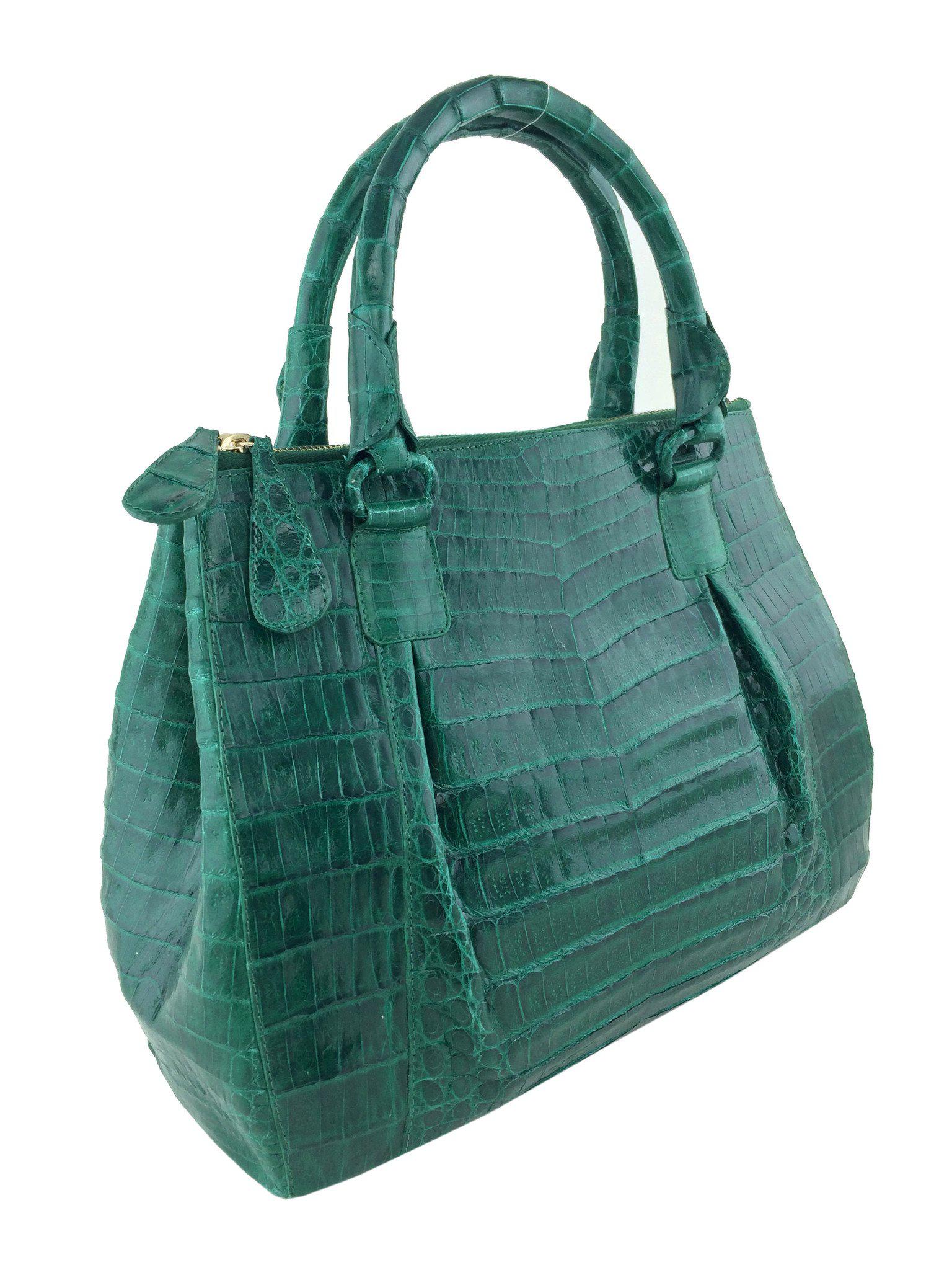 Nancy Gonzalez Genuine Crocodile Leather Double Zip Tote Bag - Luxury Handbag for Women, Perfect for Work, Travel & Everyday Use