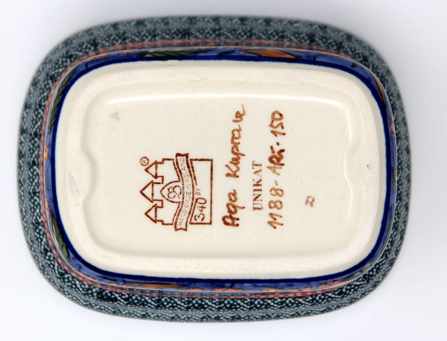 Handmade Polish Pottery Butter Dish from Boleslawiec - 1188-150 Art Unikat Signature Design - Perfect for Kitchen Storage & Elegant Table Setting