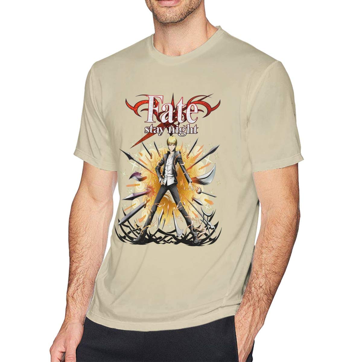 Fate Zero & Fate Stay Night Saber Men's Cotton Casual Short Sleeve T-Shirt - Anime Cosplay Gift for Fans - Perfect for Conventions, Cosplay Events & Everyday Wear
