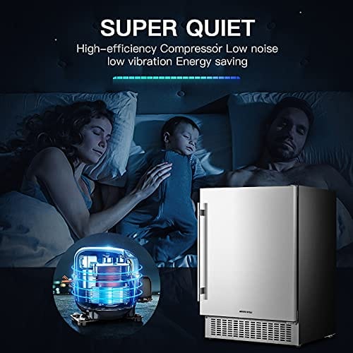 24 Inch BODEGA Built-in/Freestanding Beverage Cooler - 180 Can Capacity Stainless Steel Under Counter Fridge with Advanced Cooling System, Adjustable Shelves & Energy Saving - Perfect for Soda, Water, Beer in Home Bars, Offices & Restaurants