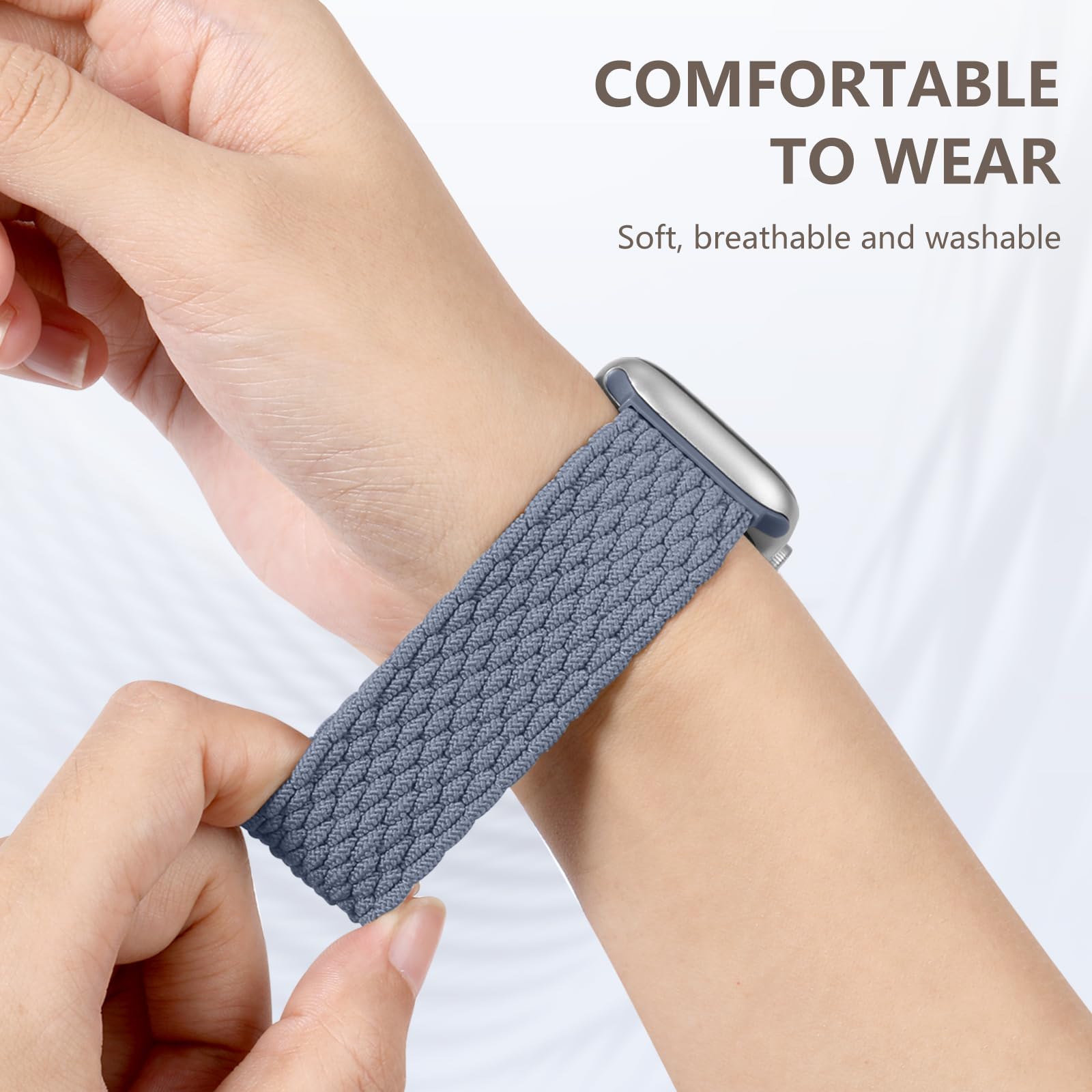 Braided Solo Loop Strap Compatible with Apple Watch 38mm 40mm 41mm 42mm 44mm 45mm 49mm - Adjustable Stretchy Elastic Sport Band for iWatch Series 9/8/7/6/5/4/3/2/1/SE/Ultra - Perfect for Workouts, Running & Everyday Wear (Unisex Design for Men & Women)