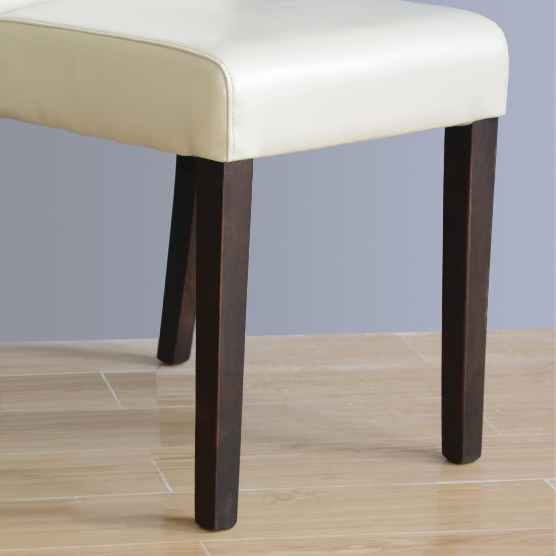 Bolero Faux Leather Dining Chairs Set of 2 - Cream Upholstered Modern Kitchen Chairs for Dining Room, Breakfast Nook & Small Spaces - Comfortable & Stylish Seating Solution