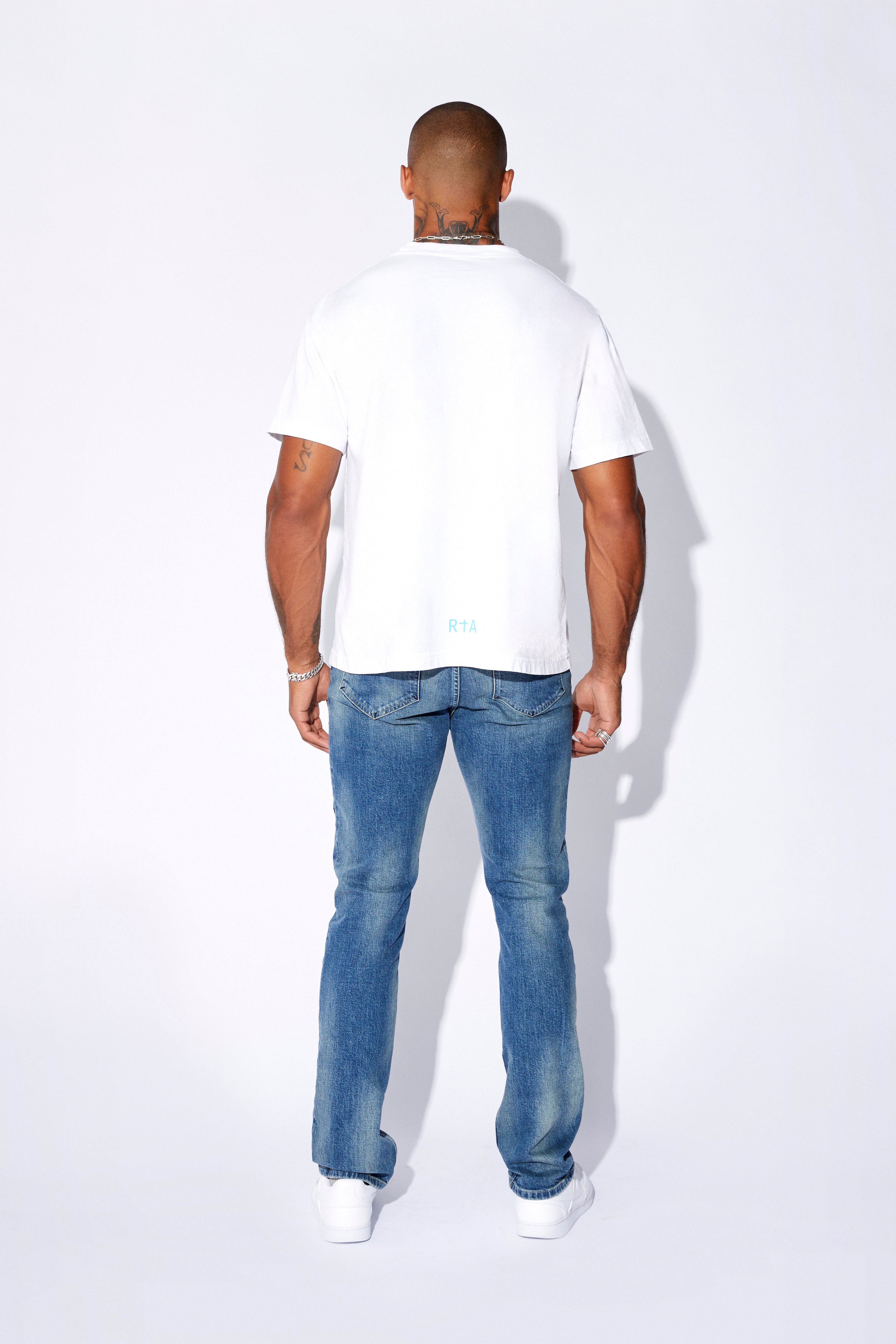 Liam Men's Short Sleeve T-Shirt with Front Logo - Comfortable Casual Blue Cotton Tee for Everyday Wear, Gym & Outdoor Activities
