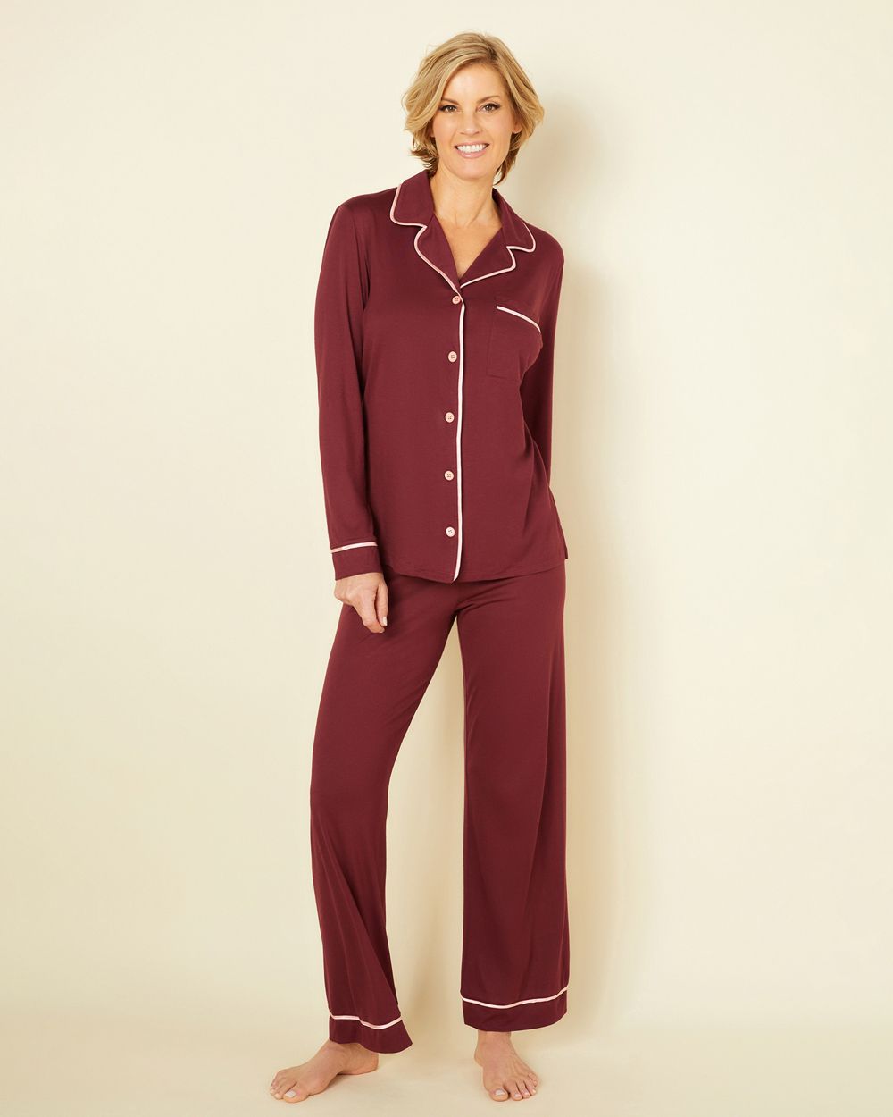 Bella Relaxed Long Sleeve Top and Pant Pajama Set for Women - Soft Cotton Sleepwear Set for Lounge & Bedtime - Cozy Homewear for Relaxing Evenings