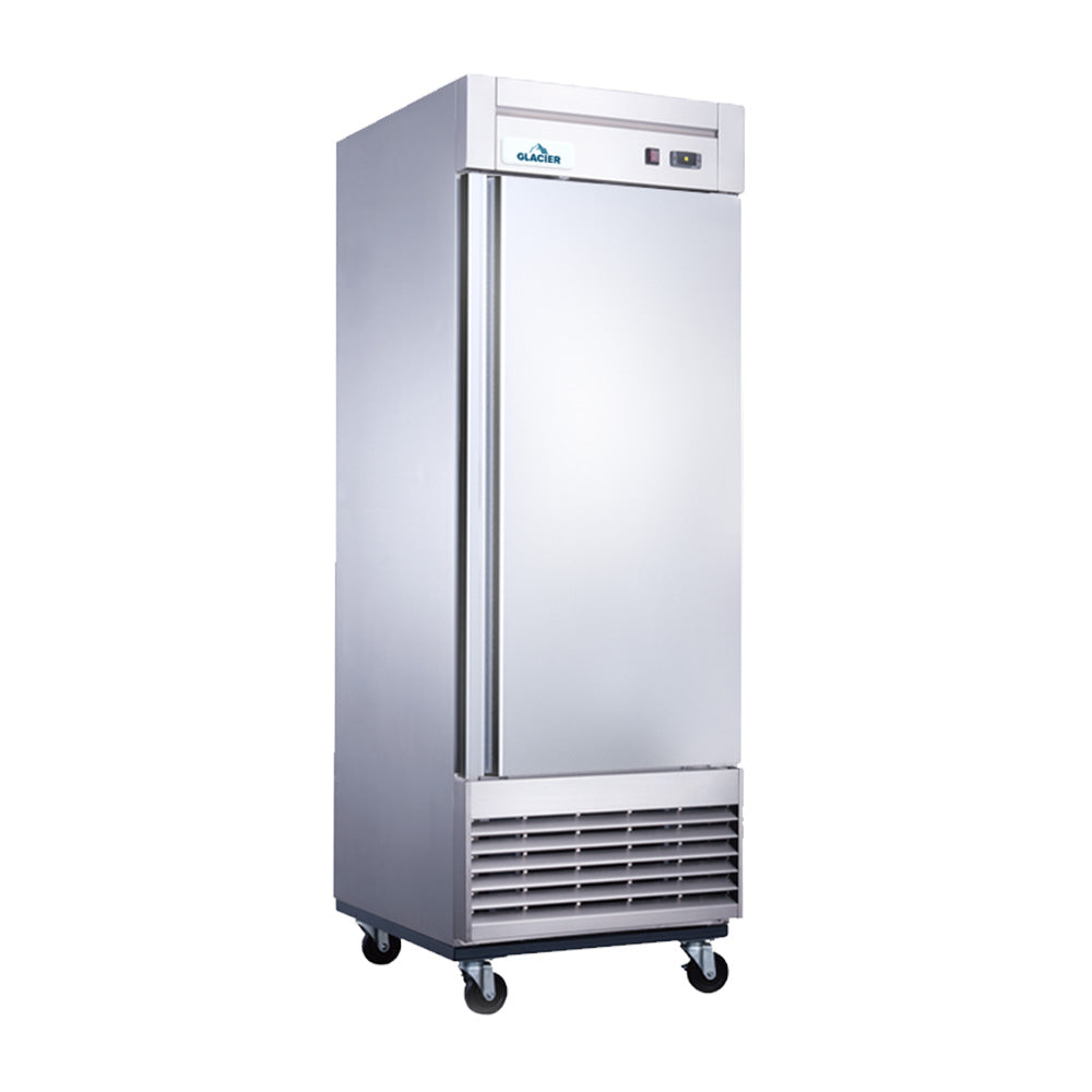 Glacier GR 1 27 Reach In Commercial Refrigerator - 1 Solid Door Stainless Steel Freezer for Restaurants, Cafes & Food Service Businesses
