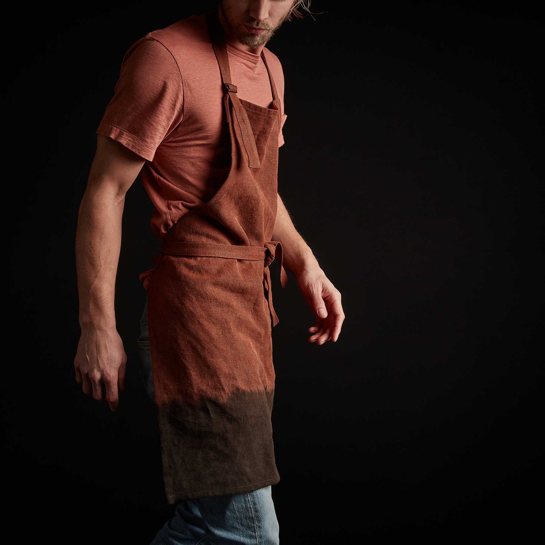 Premium Dip Dye Full-Length Chef Apron - Dark Rust & Black - Perfect for Cooking, Baking, Grilling & Kitchen Professionals