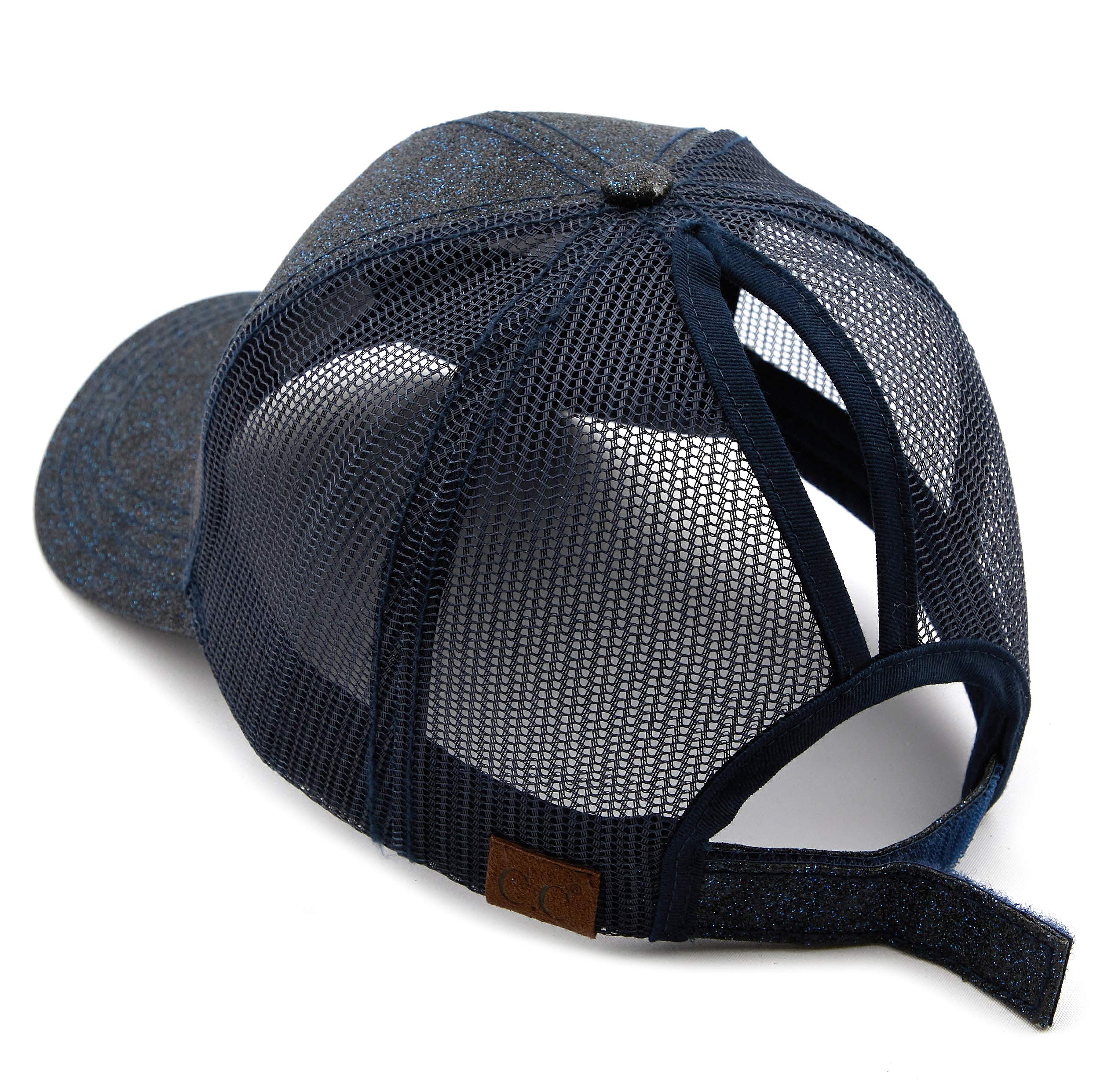 C.C Hats and Scarf Ponytail Baseball Cap for Women - Messy Bun Trucker Hat with Adjustable Strap (BT-6) - Perfect for Running, Gym, Outdoor Sports and Casual Wear