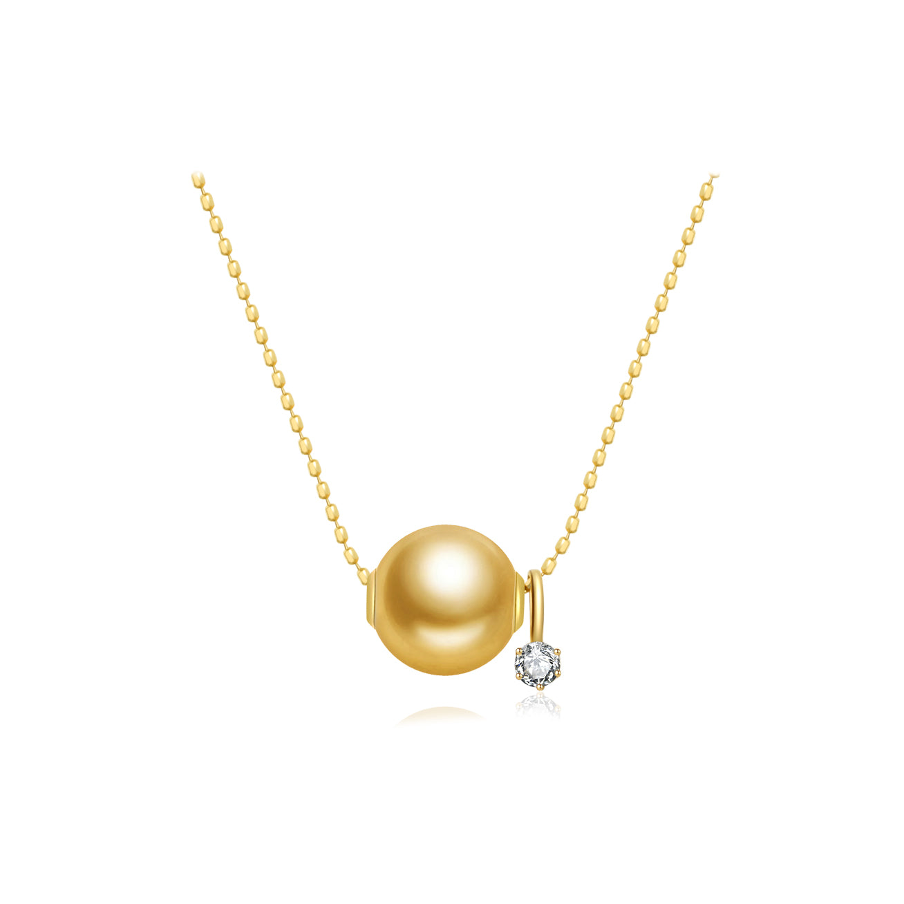 18K Gold Diamond South Sea Golden Pearl Necklace for Women - Luxury Bridal Jewelry Gift, Elegant Evening Wear & Special Occasion Accessory KN00124