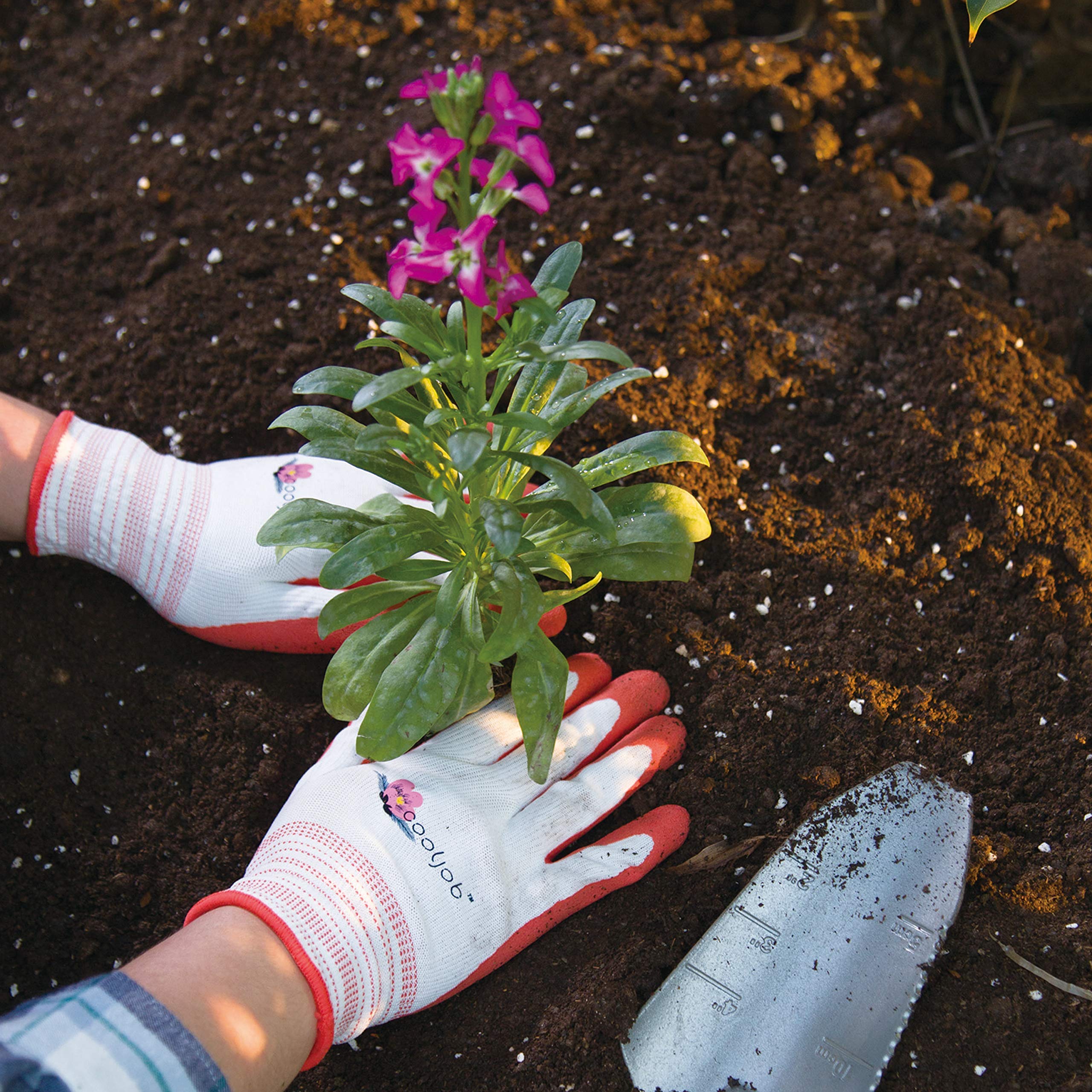 COOLJOB Women's Medium Gardening Gloves (6 Pairs) & Kids Gardening Gloves for Ages 2-5 (2 Pairs) - Family Pack for Planting, Weeding & Outdoor Activities