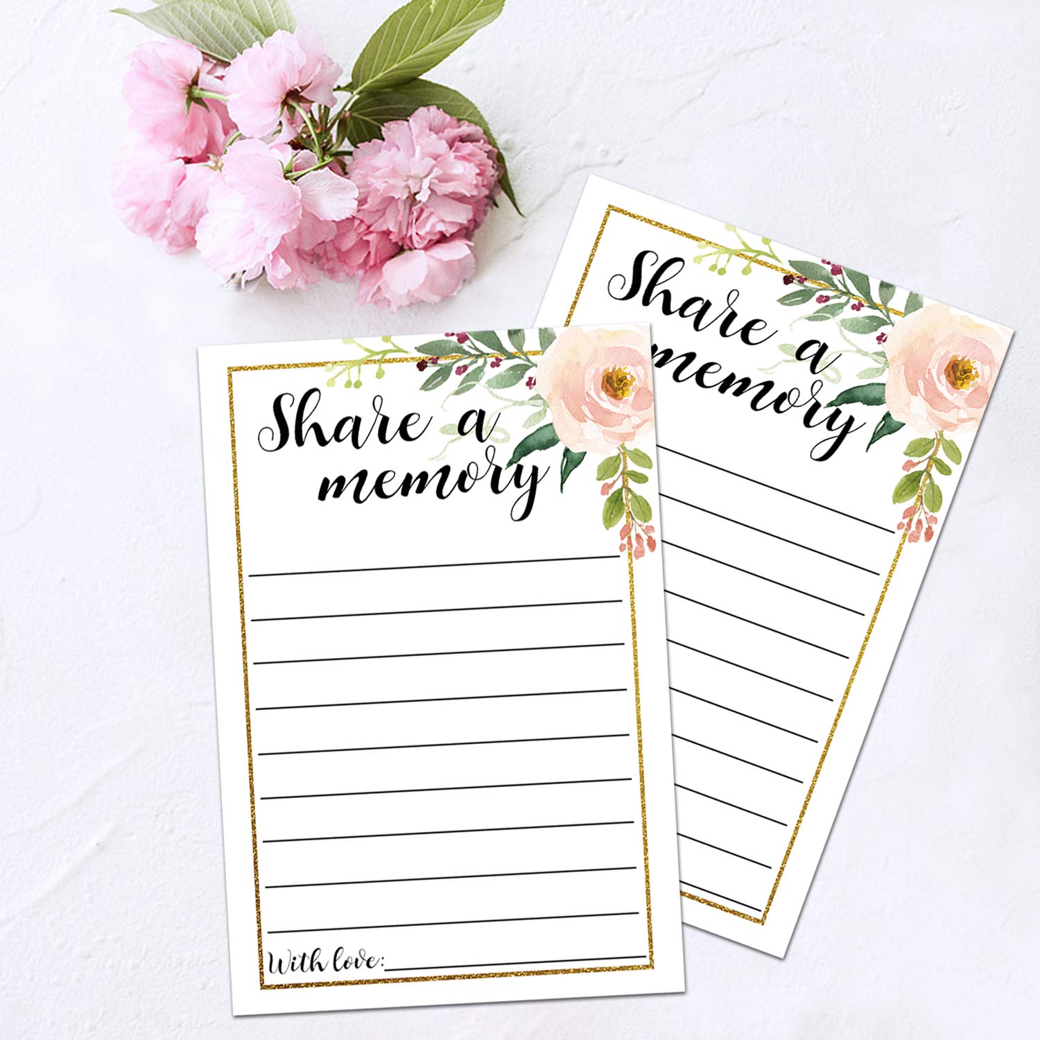 50 Share a Memory Cards - Funeral Guest Book & Memorial Cards for Life Celebrations, Graduation, Wedding, Retirement, Going Away Party - 4x6 Inch - Perfect for Memorial Services, Family Gatherings & Special Events