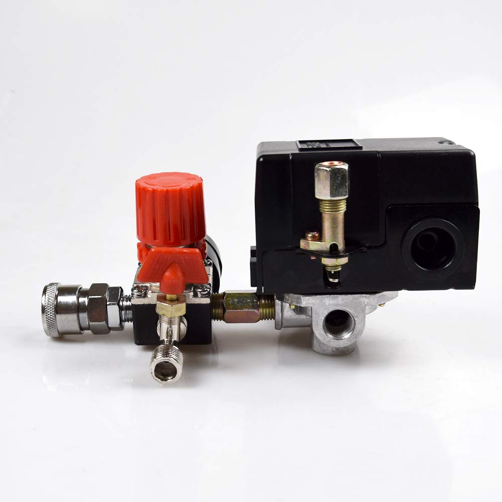 0-175 PSI Air Compressor Pressure Regulator with Dial - Replacement Part for Air Compressor (Four-Way Valve) - Ideal for Workshop, Garage & Industrial Use