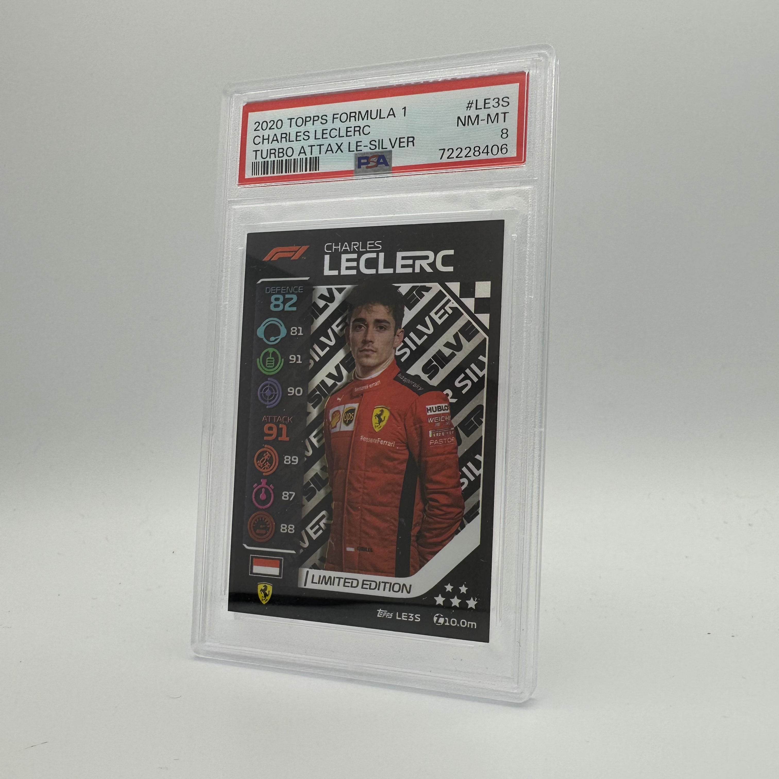 PSA 8 Graded CHARLES LECLERC #LE3S Limited Edition Silver F1 Racing Card - Perfect for Collectors, Investors & Formula 1 Fans