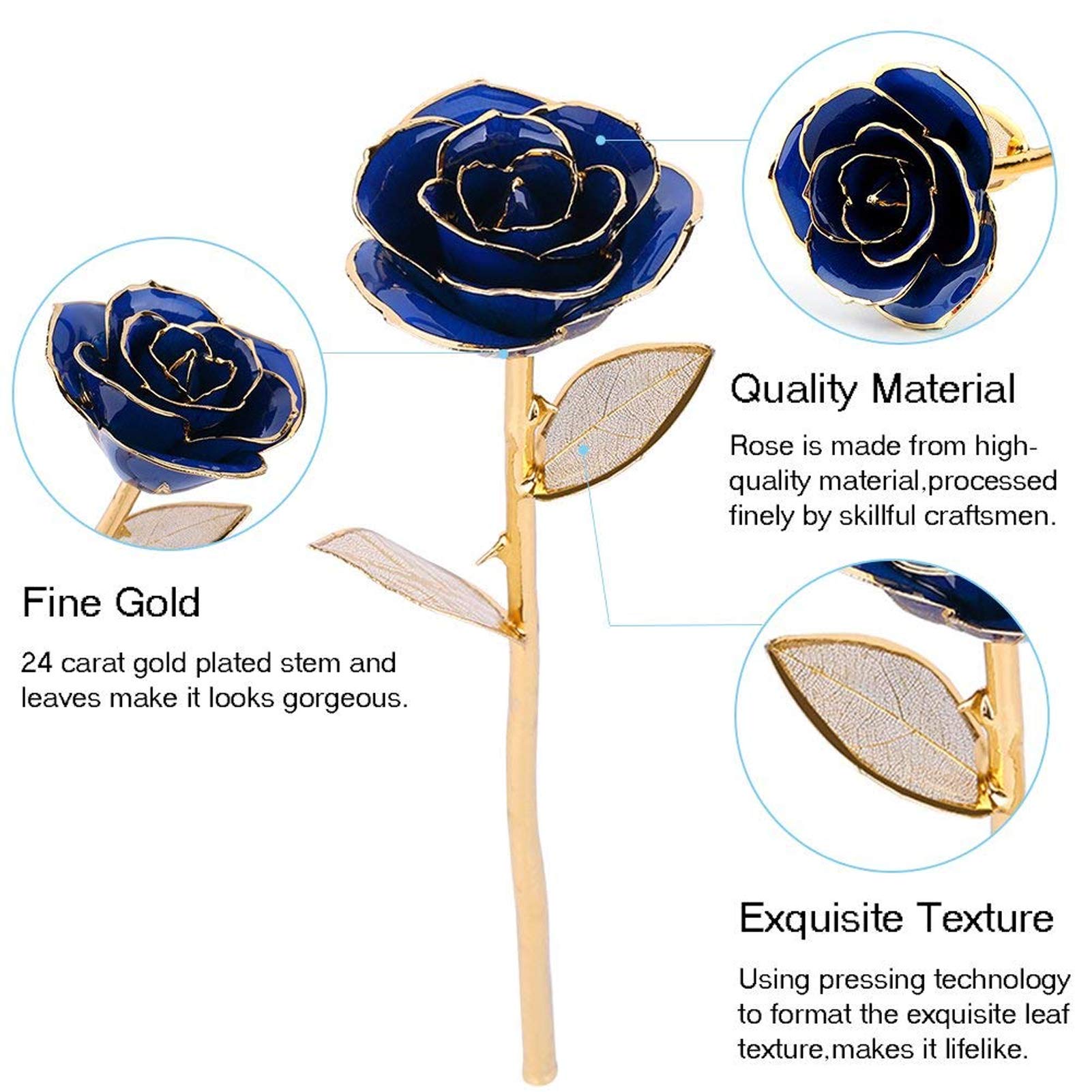 24K Gold Dipped Rose - Realistic & Long-Lasting Natural Shape with Vivid Details - Perfect for Wedding Gifts, Anniversary Presents, Home Decor & Luxury Collections
