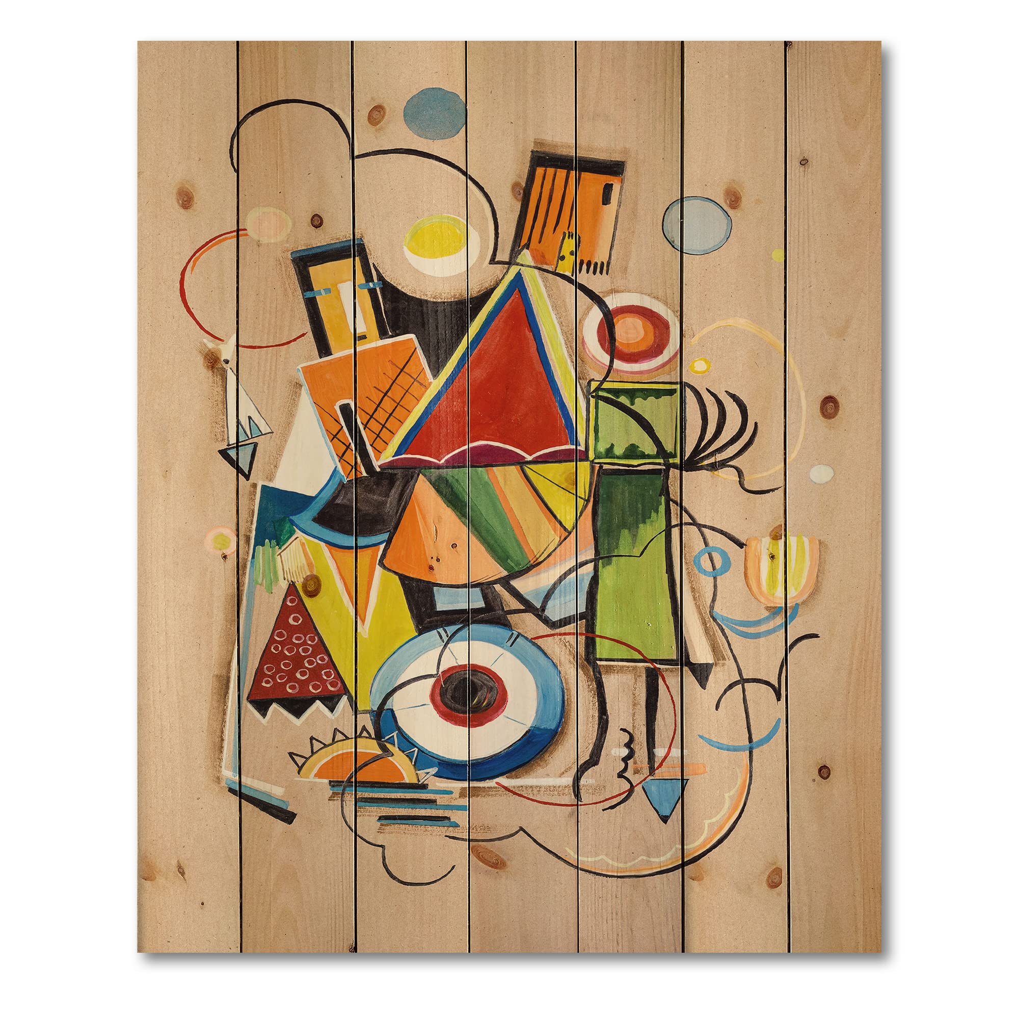 Modern Geometric Abstract Wood Wall Art - Large Red Contemporary Wooden Panels Printed on Natural Pine - Perfect for Living Room, Bedroom & Office Decor