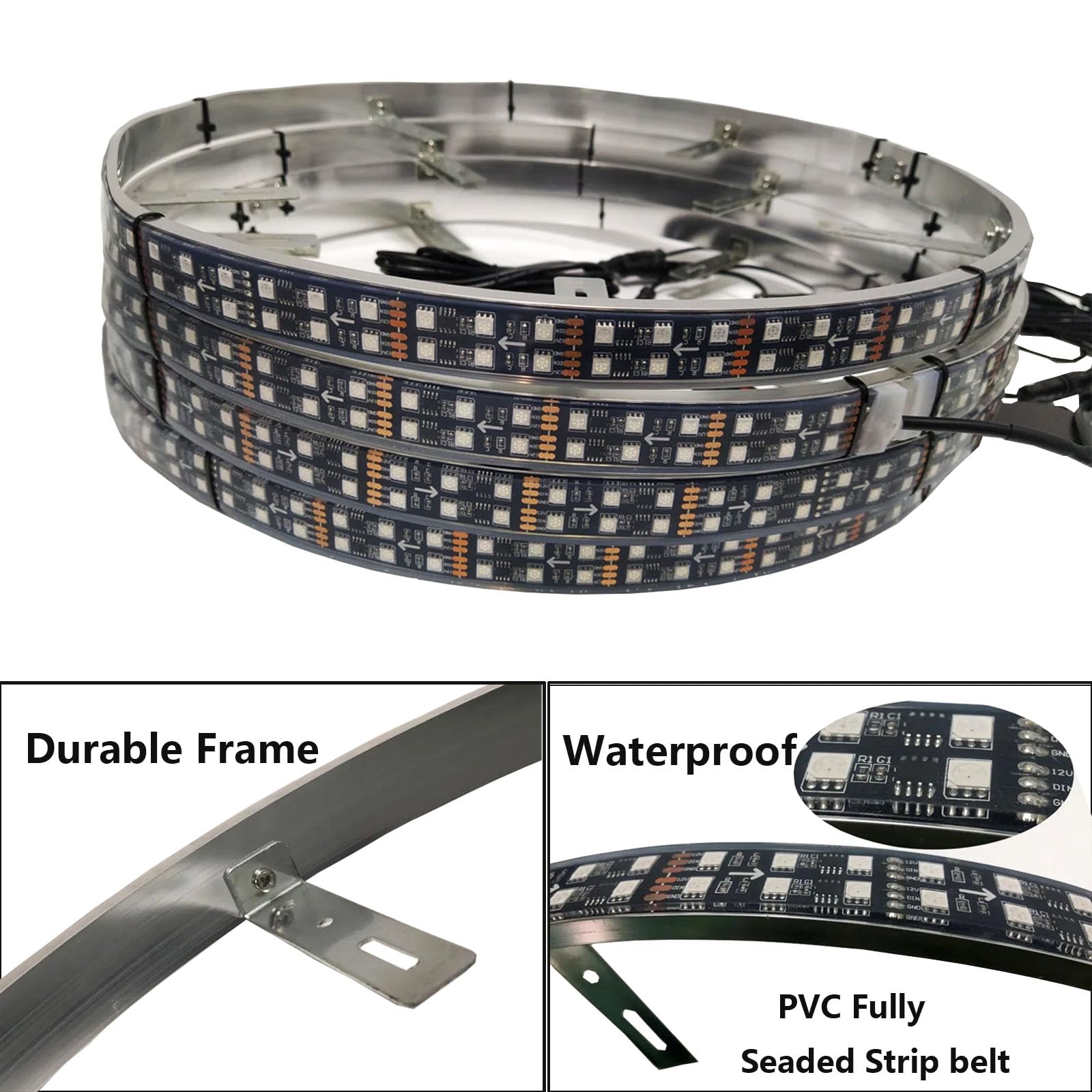 15.5 Inch 576 LED Pure White Wheel Ring Lights - Super Bright Double Row Waterproof Tire Rim Light Kit with RF Remote Control for Trucks, Cars, Off-Road Pickups - Perfect for Night Driving, Car Shows & Off-Road Adventures