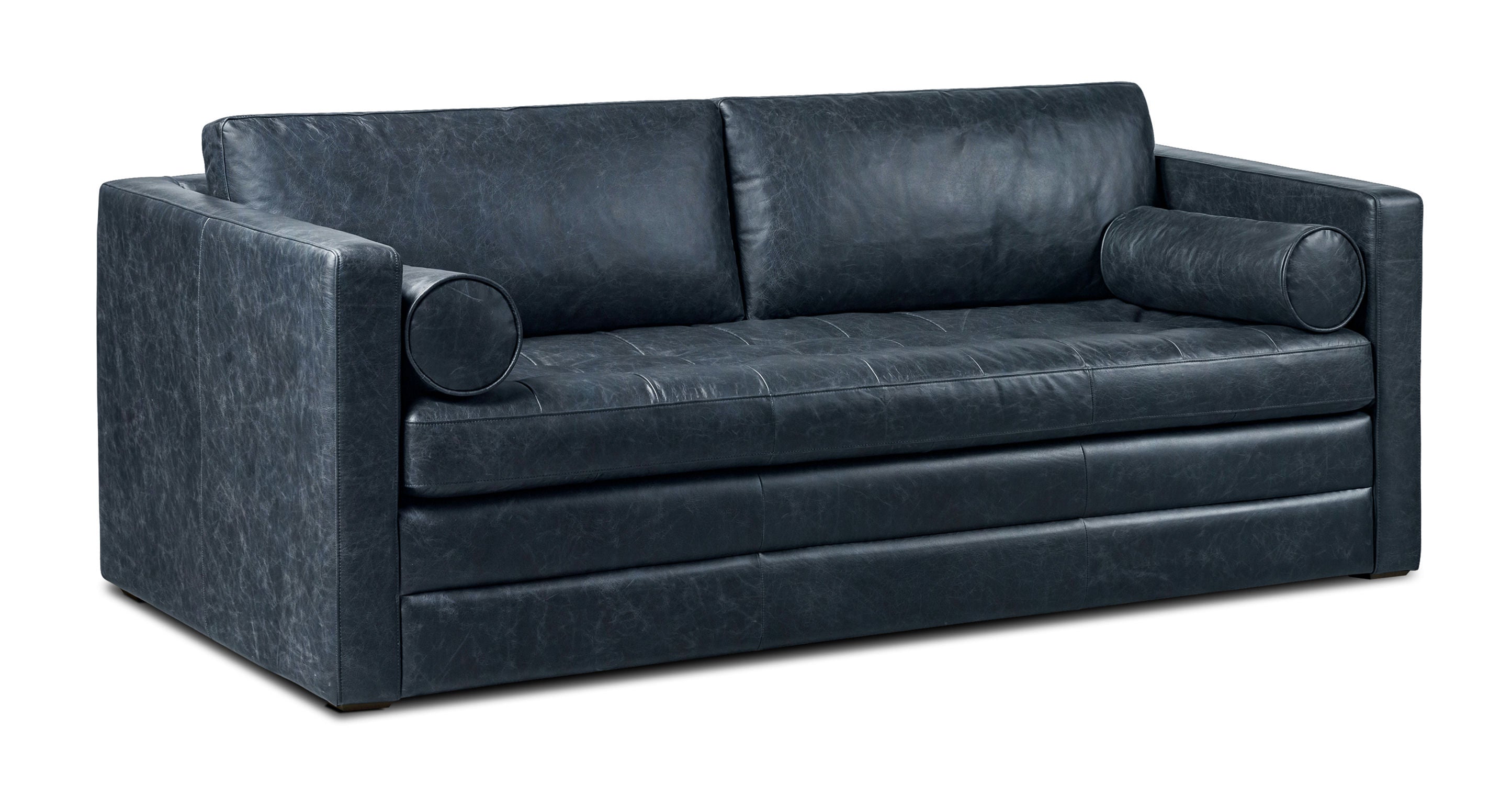 Napa 82 Leather Pull Out Convertible Sleeper Sofa - Premium Genuine Leather Sectional Couch with Chaise Lounge for Living Room, Bedroom & Guest Room | Perfect for Small Spaces, Apartments & Home Theater