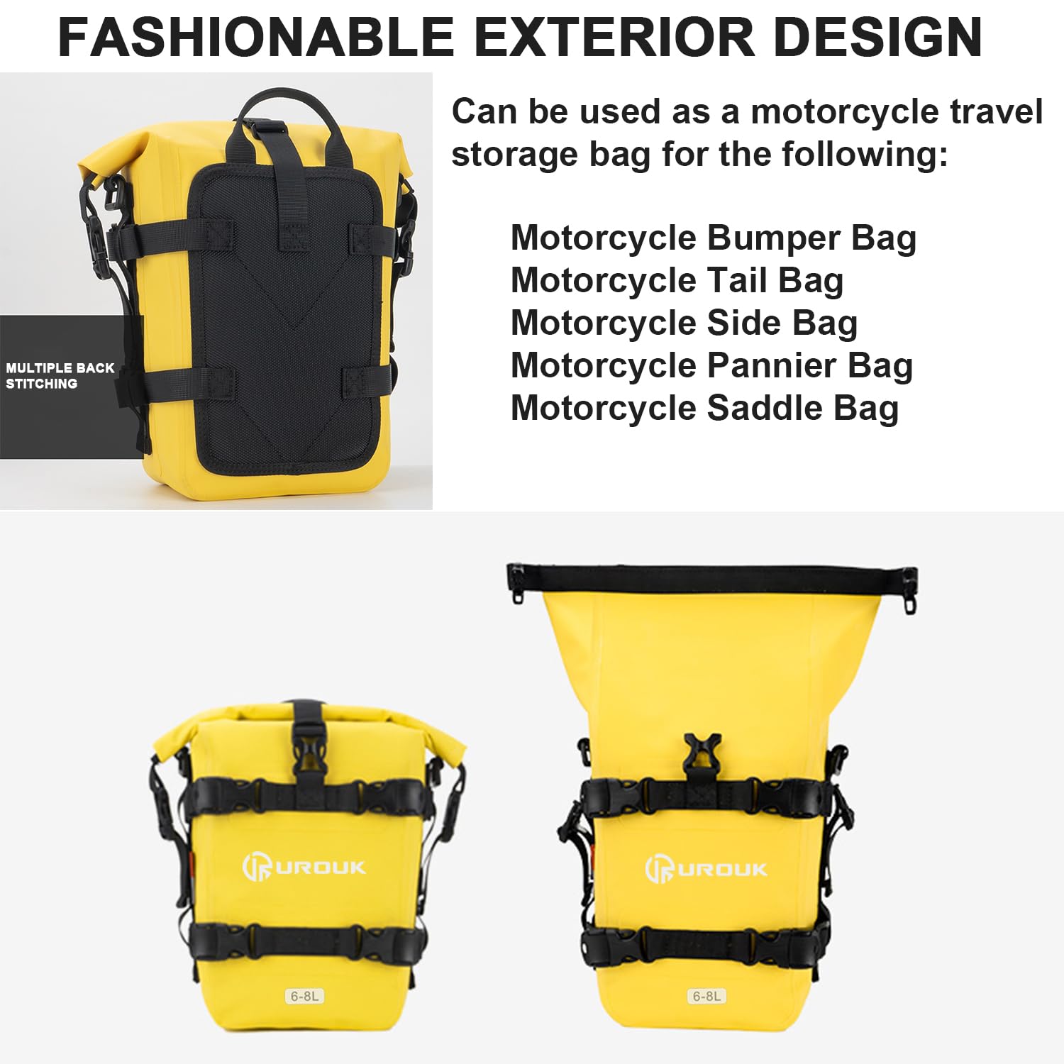 6-8L Waterproof Motorcycle Crash Bar Bag with Adjustable Shoulder Strap - Durable Storage for Riding Gear, Tools & Essentials - Perfect for Adventure Touring, Commuting & Road Trips