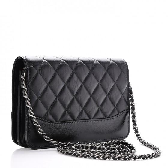 Chanel Wallet On Chain WOC - Black Aged Smooth Calfskin Crossbody Bag for Women | Perfect for Evening Parties, Date Nights & Travel