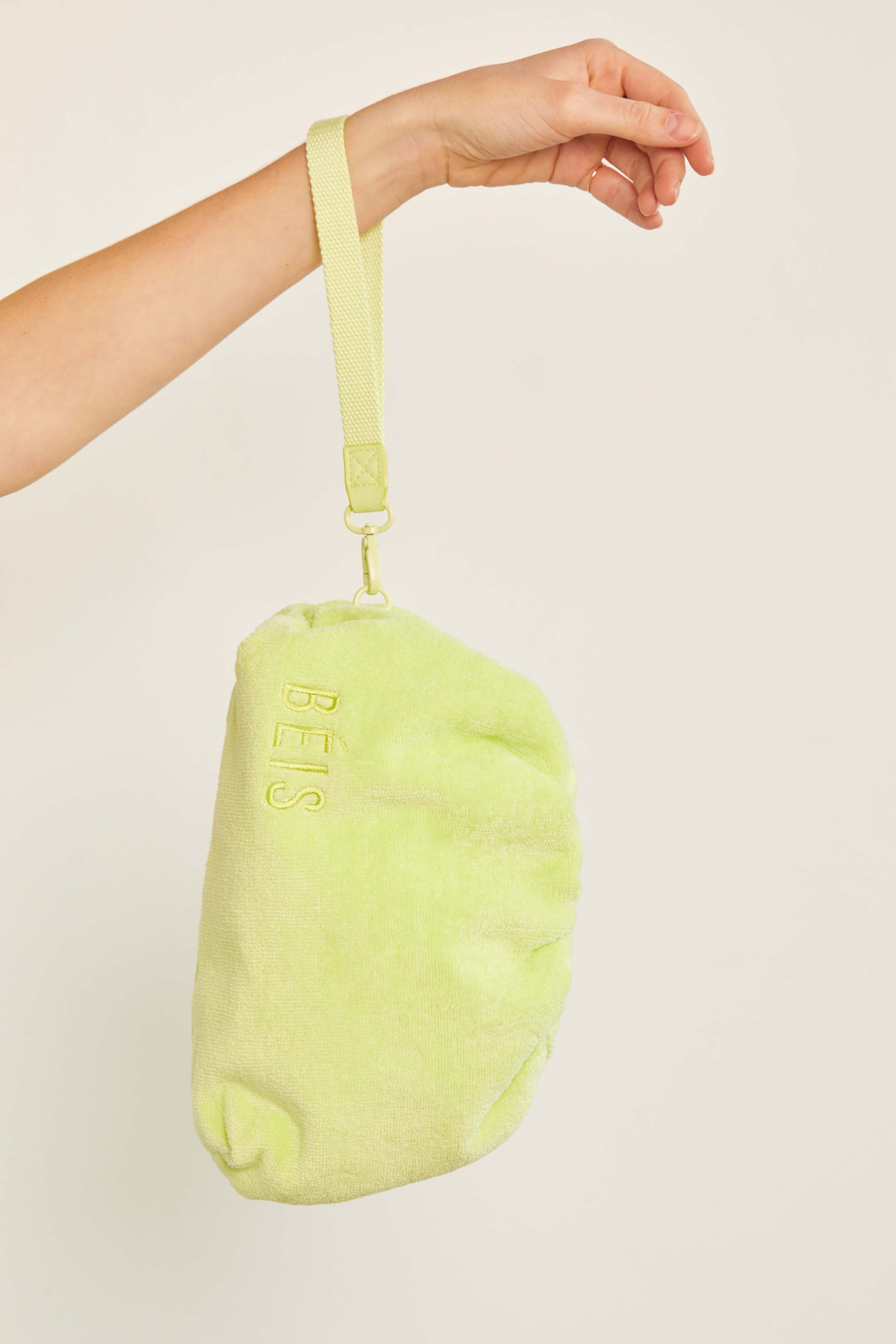 Stylish Terry Cosmetic Clutch in Citron Yellow | Perfect for Travel, Gym & Everyday Essentials | Water-Resistant Makeup Bag for Women