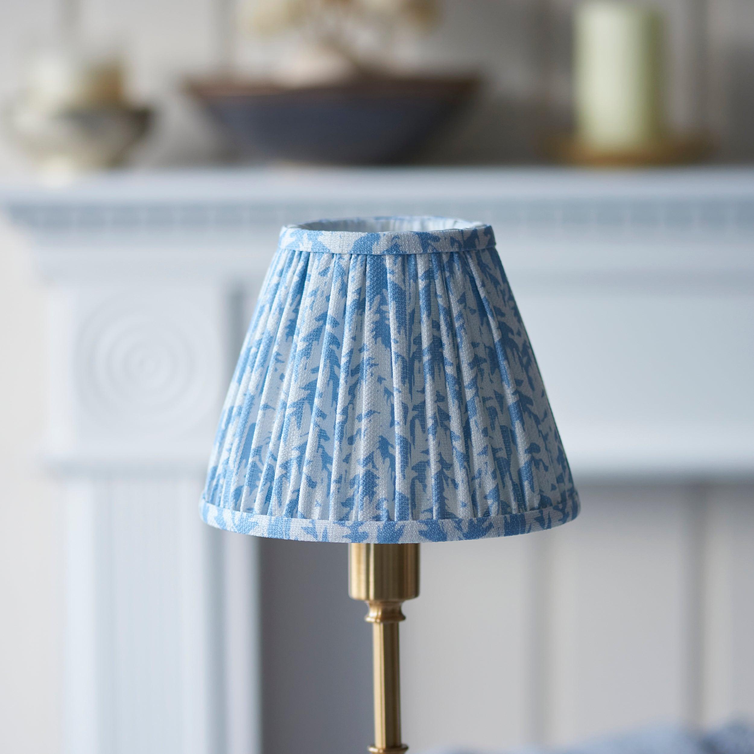 Burley Rechargeable Table Lamp with 16cm Leaf Shell Bay Blue Shade - Perfect for Bedside, Living Room, and Office Lighting