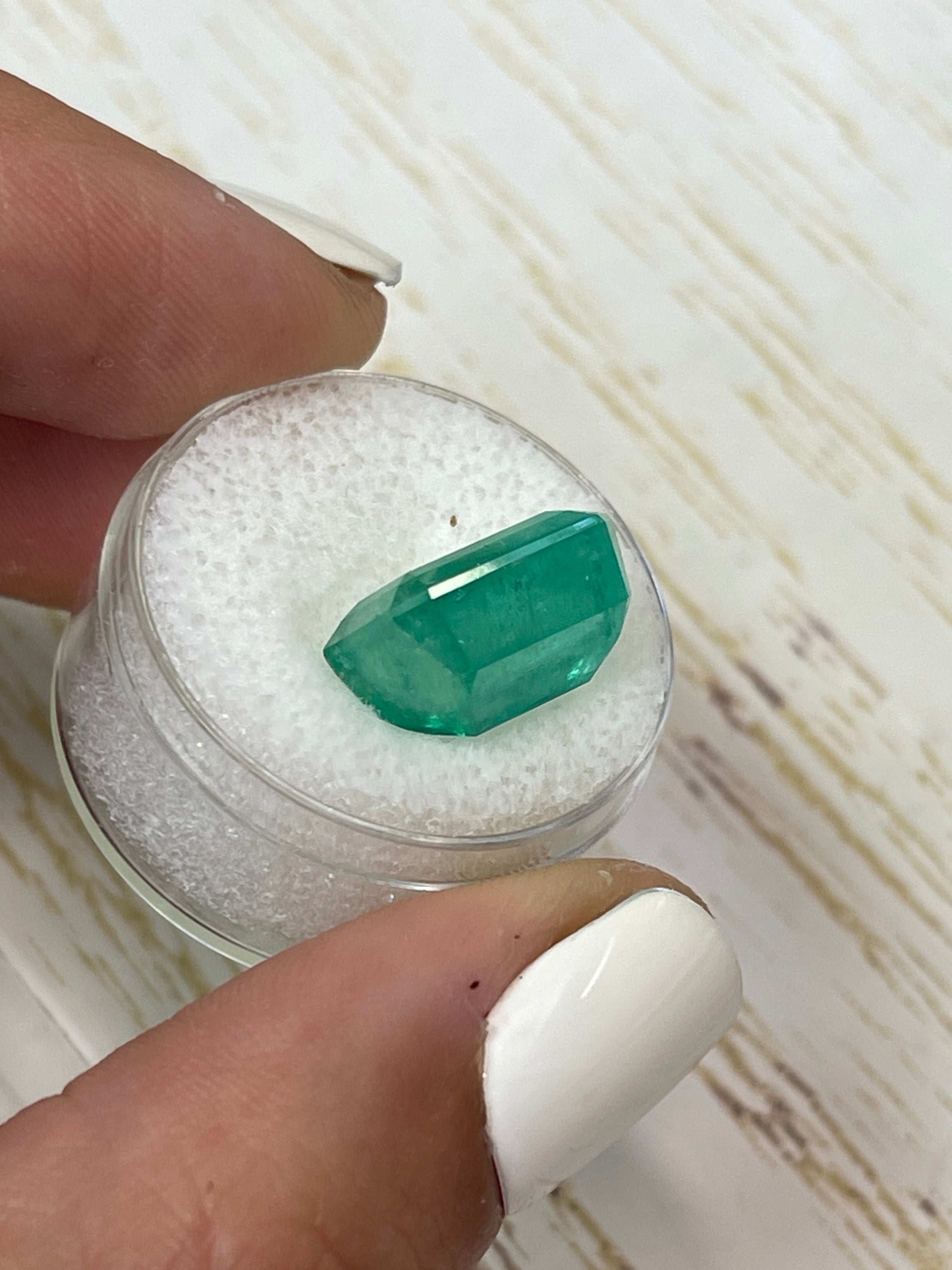 10.03 Carat Colombian Loose Emerald - Earthy Brick Green 14x10mm Emerald Cut Gemstone for Jewelry Making & Engagement Rings