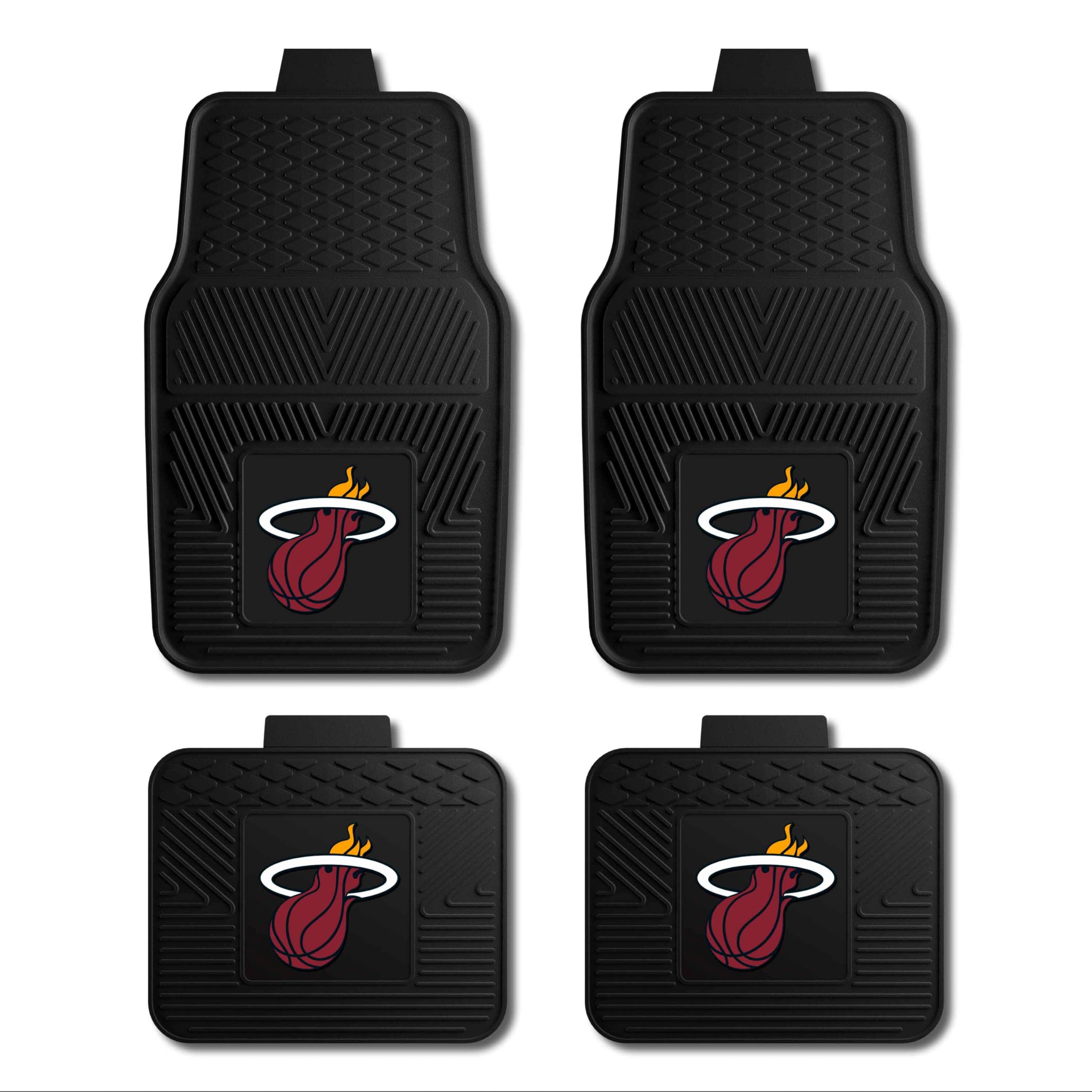 FANMATS 39913 NBA Miami Heat 4-Piece Vinyl Car Floor Mats Set - Front & Rear Seat Car Mats with Team Logo for SUVs, Sedans & Trucks - Perfect for Basketball Fans & Team Spirit