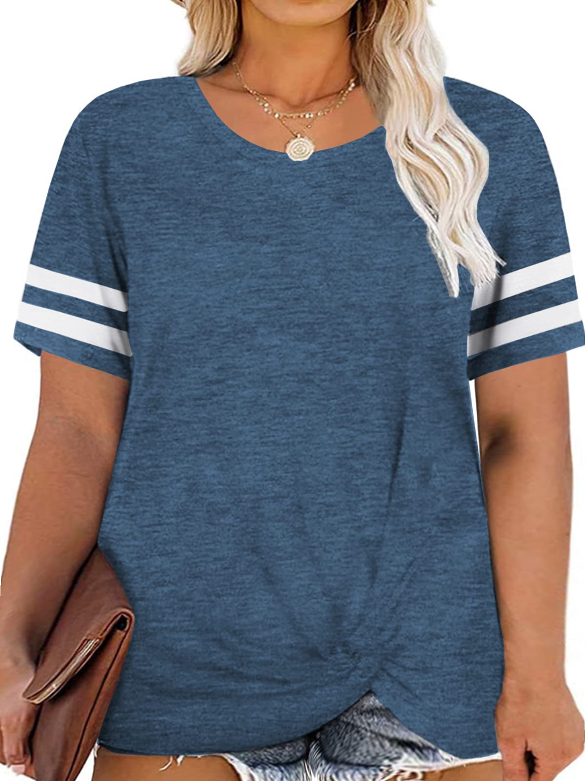 Women's Plus Size Short Sleeve Tunic Tops - DOLNINE Oversized Blouse for Casual Wear, Work & Summer Outfits