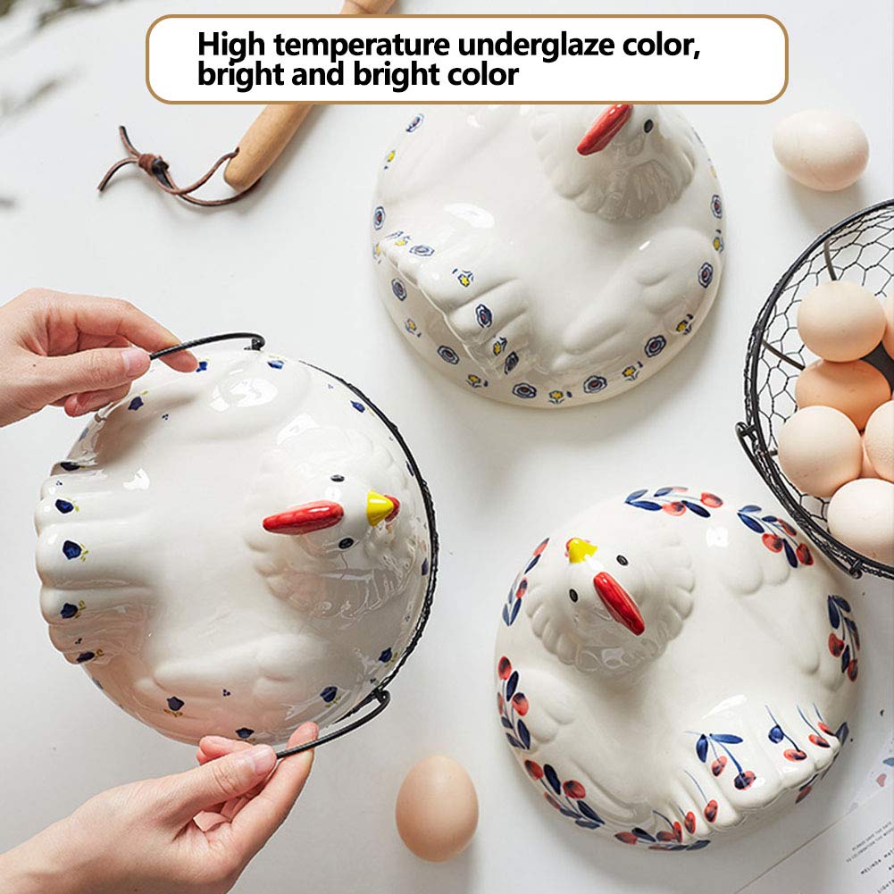 Ceramic Hen Storage Baskets for Kitchen - Creative Fruit Basket, Garlic & Potato Organizer, Multipurpose Sundries Holder - Decorative Kitchen Storage Solution for Countertop & Pantry Organization