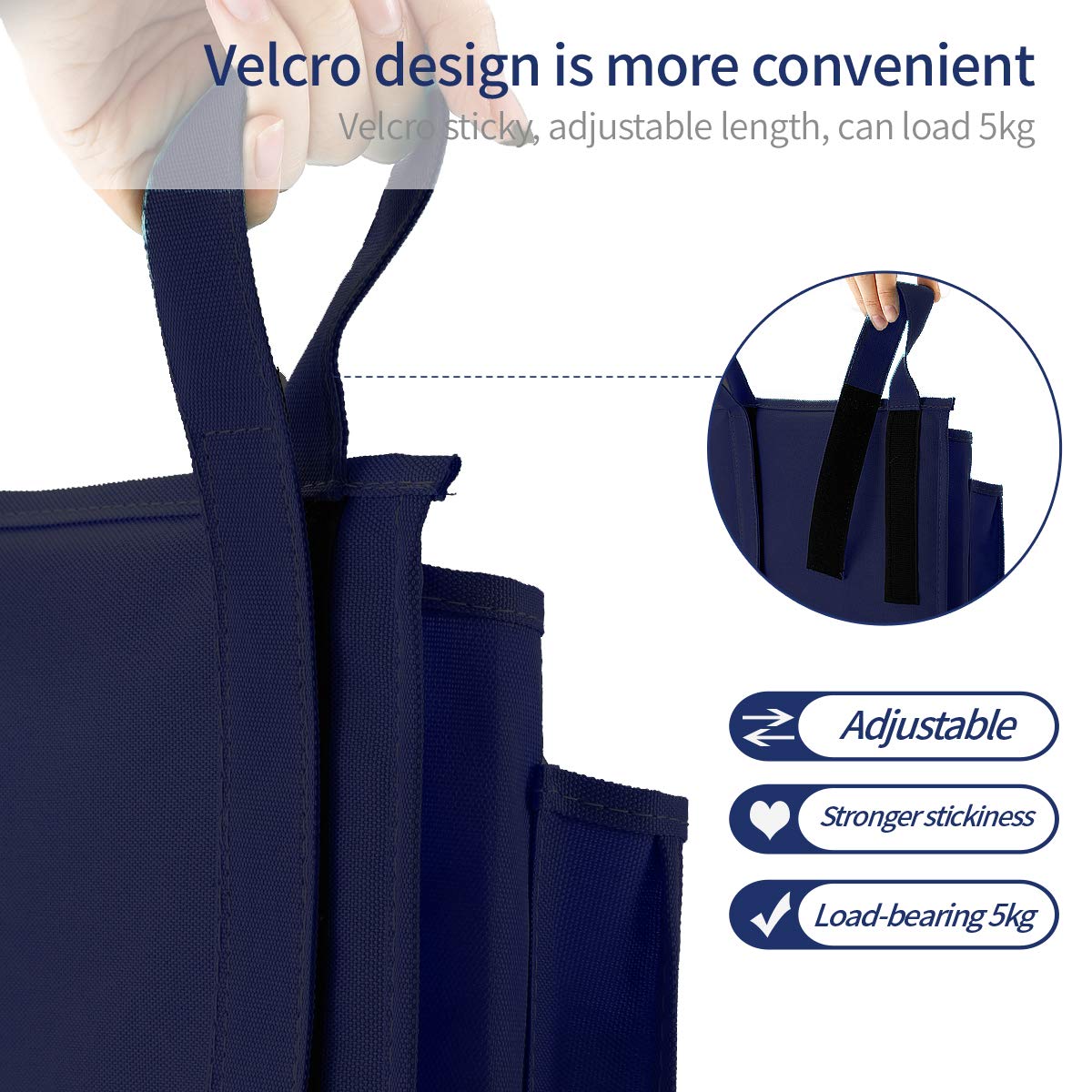 Bseash Bunk Bed Organizer - 8-Pocket Hanging Storage Bag for College Dorm, Hospital & Baby Bed Rails - 600D Oxford Cloth (Navy Blue) - Perfect for Organizing Books, Phones & Essentials in Small Spaces